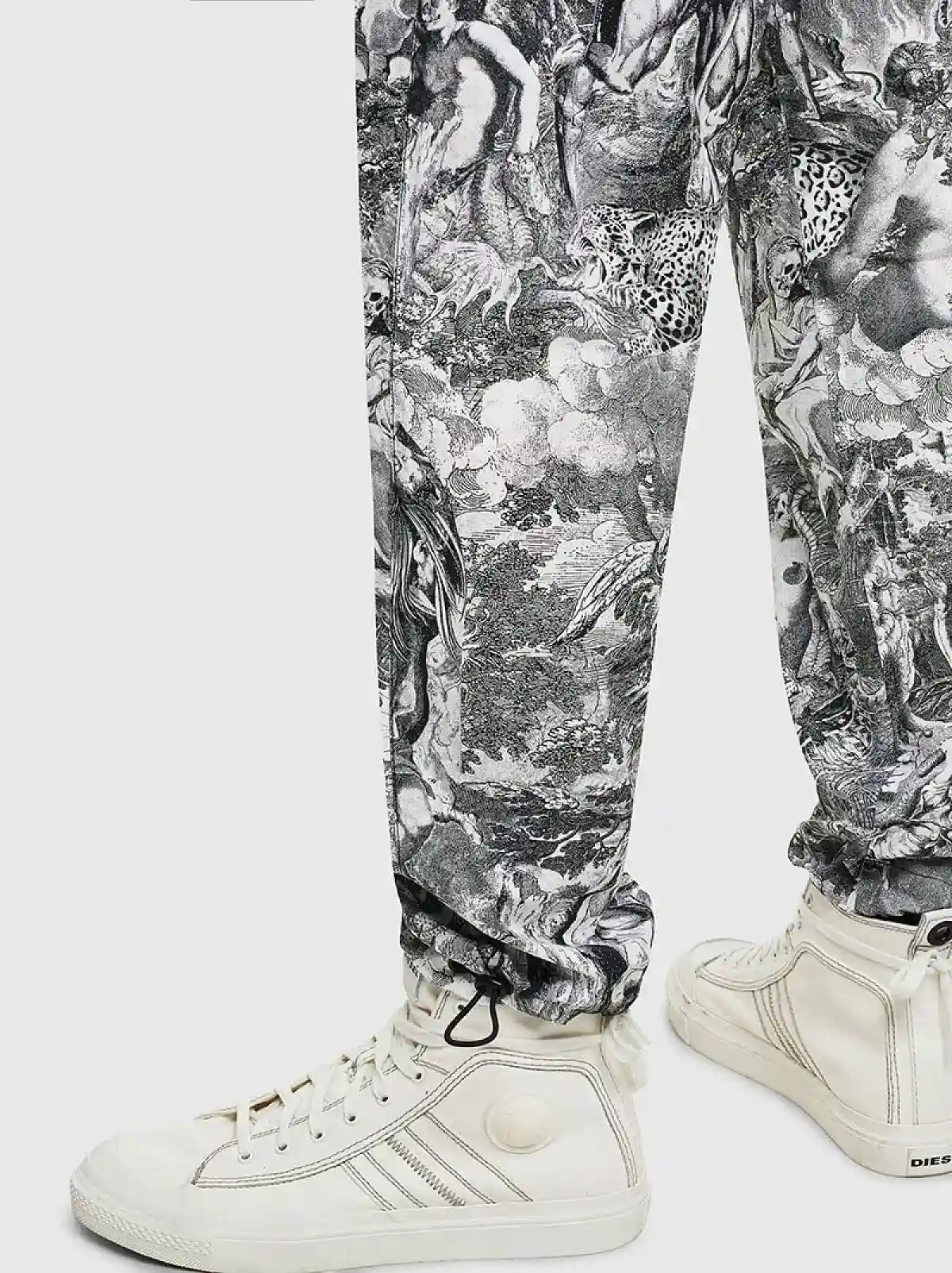Black Poplin trousers with Divine Comedy print