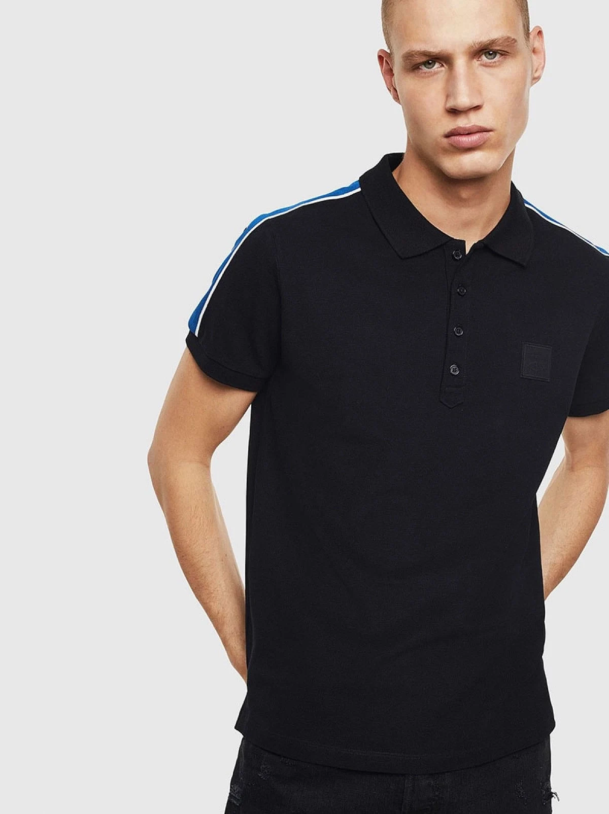 Black Polo shirt with striped bands