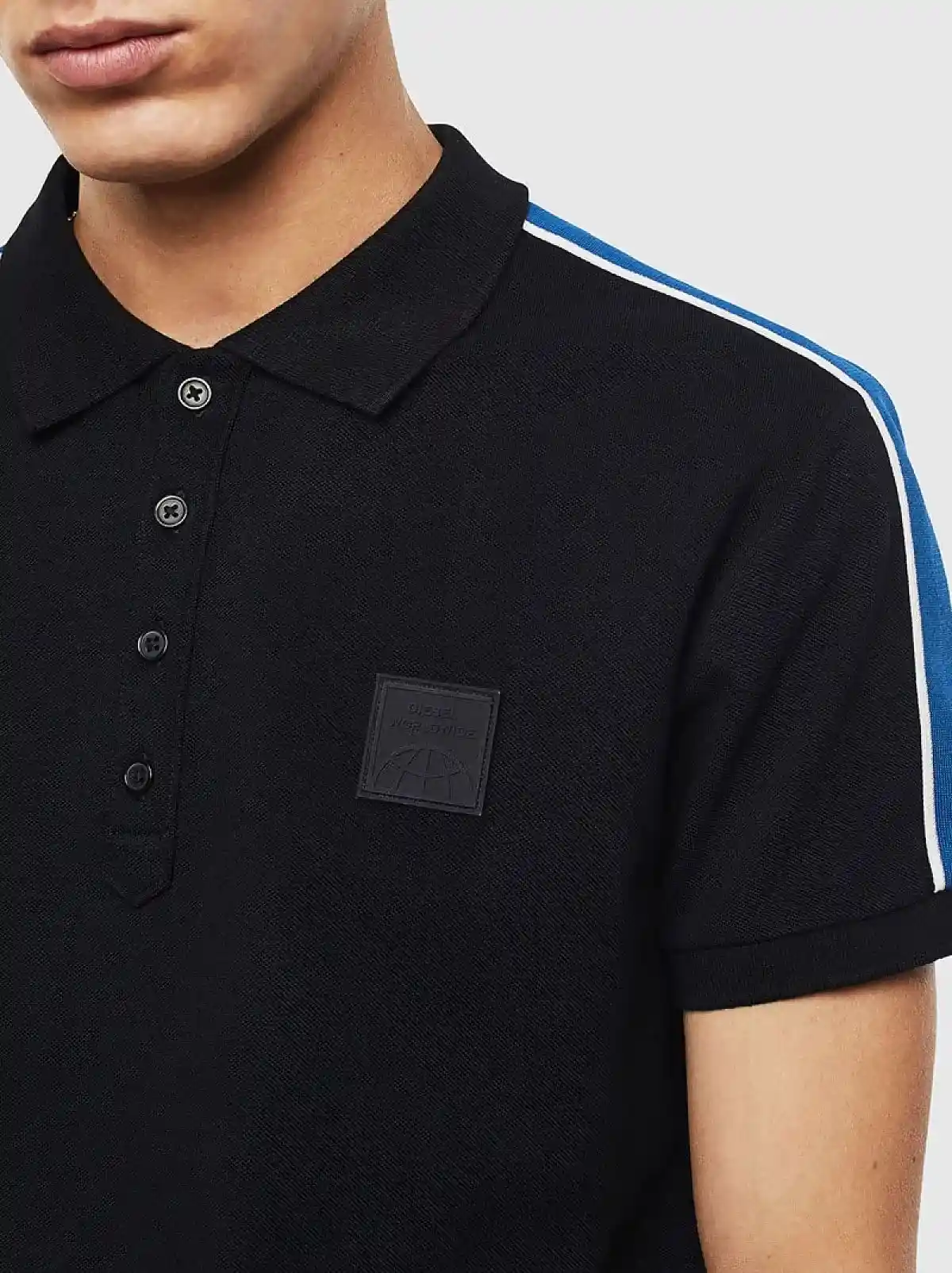 Black Polo shirt with striped bands