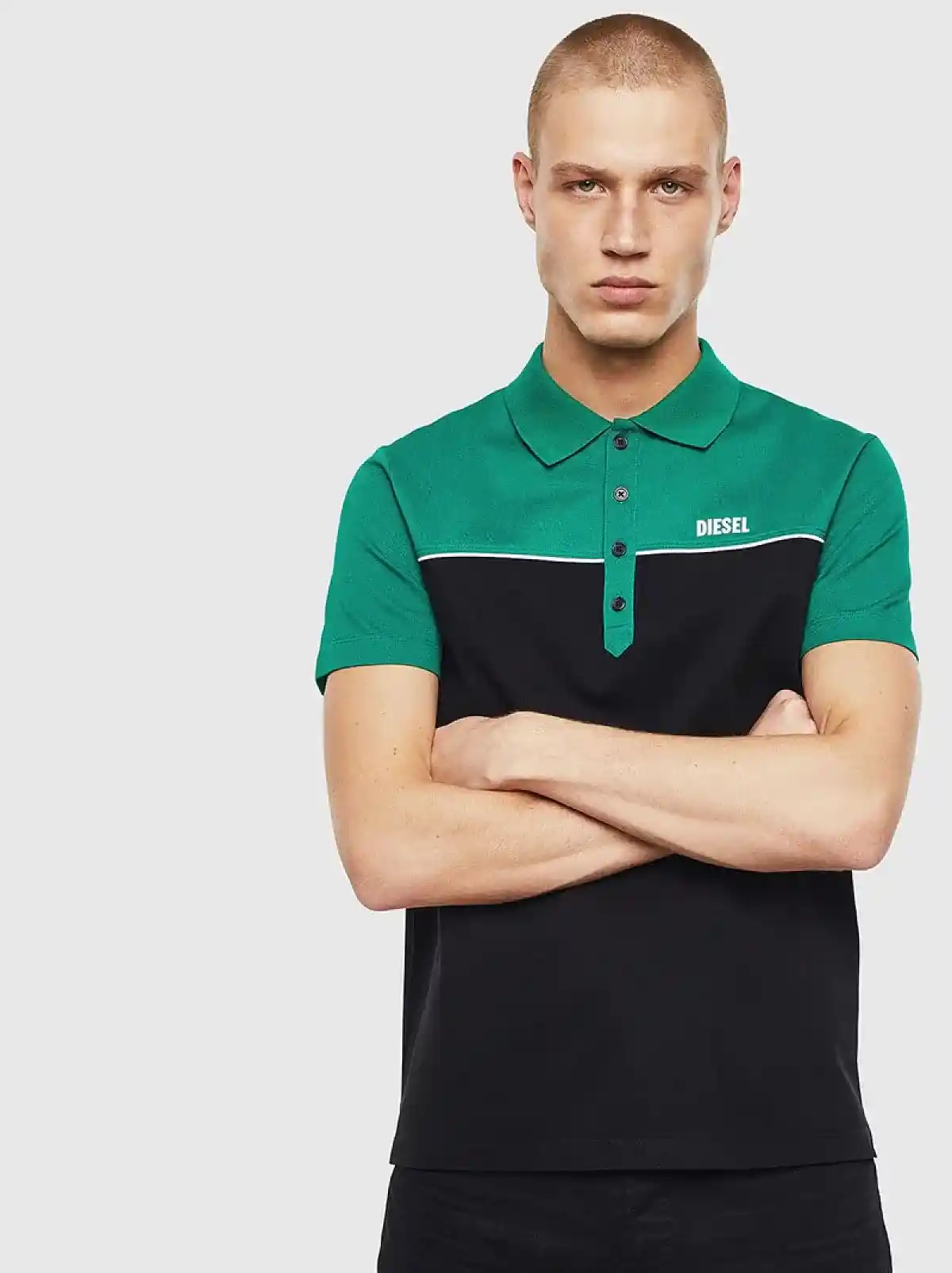 Green Colour-block polo shirt