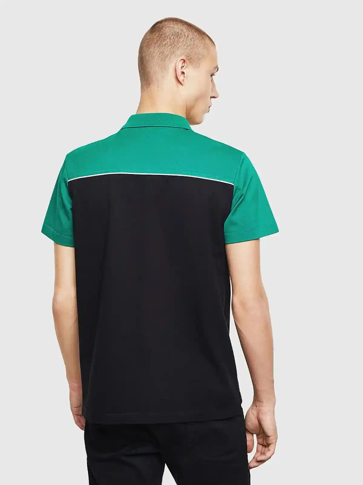 Green Colour-block polo shirt