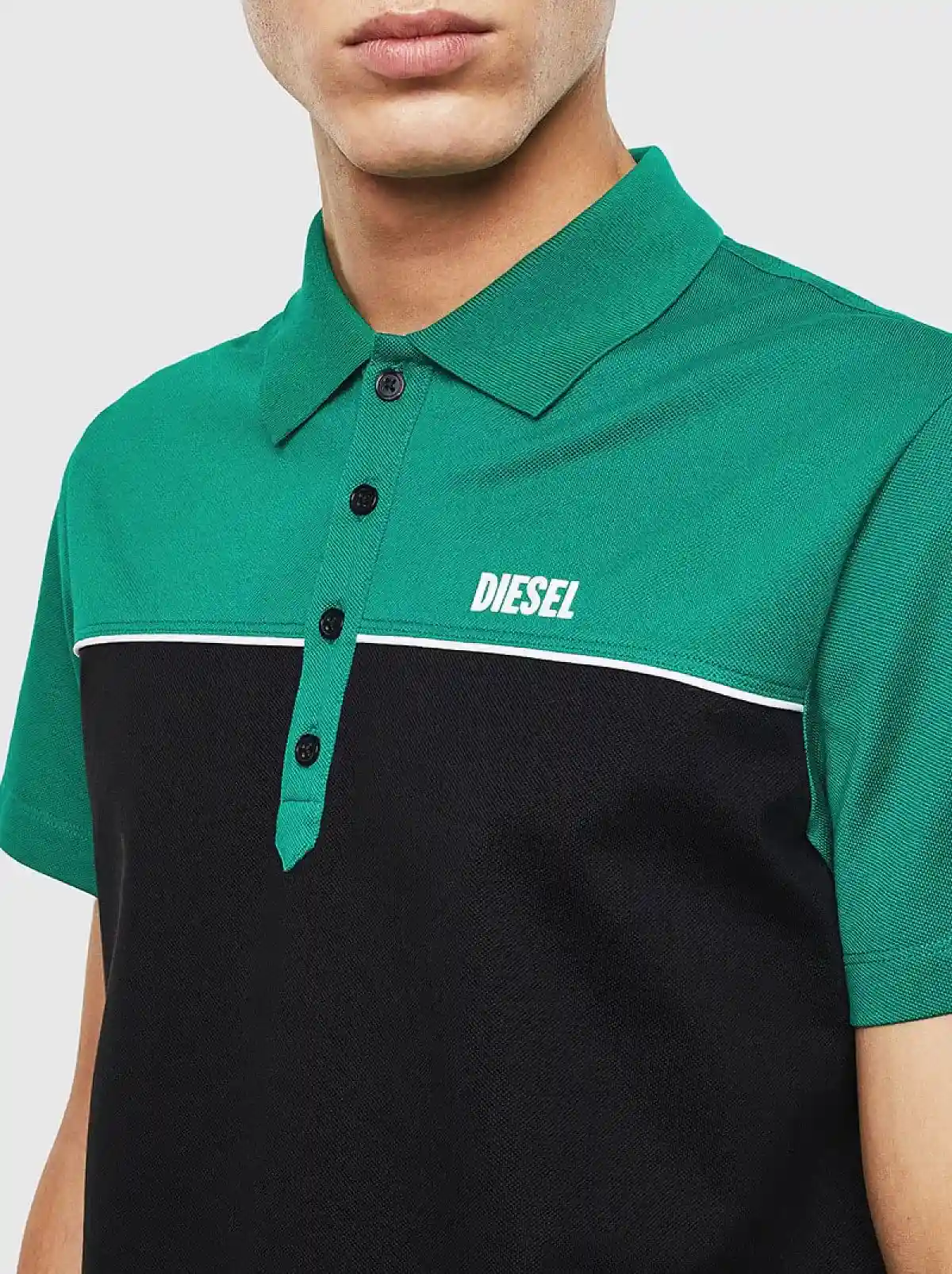 Green Colour-block polo shirt
