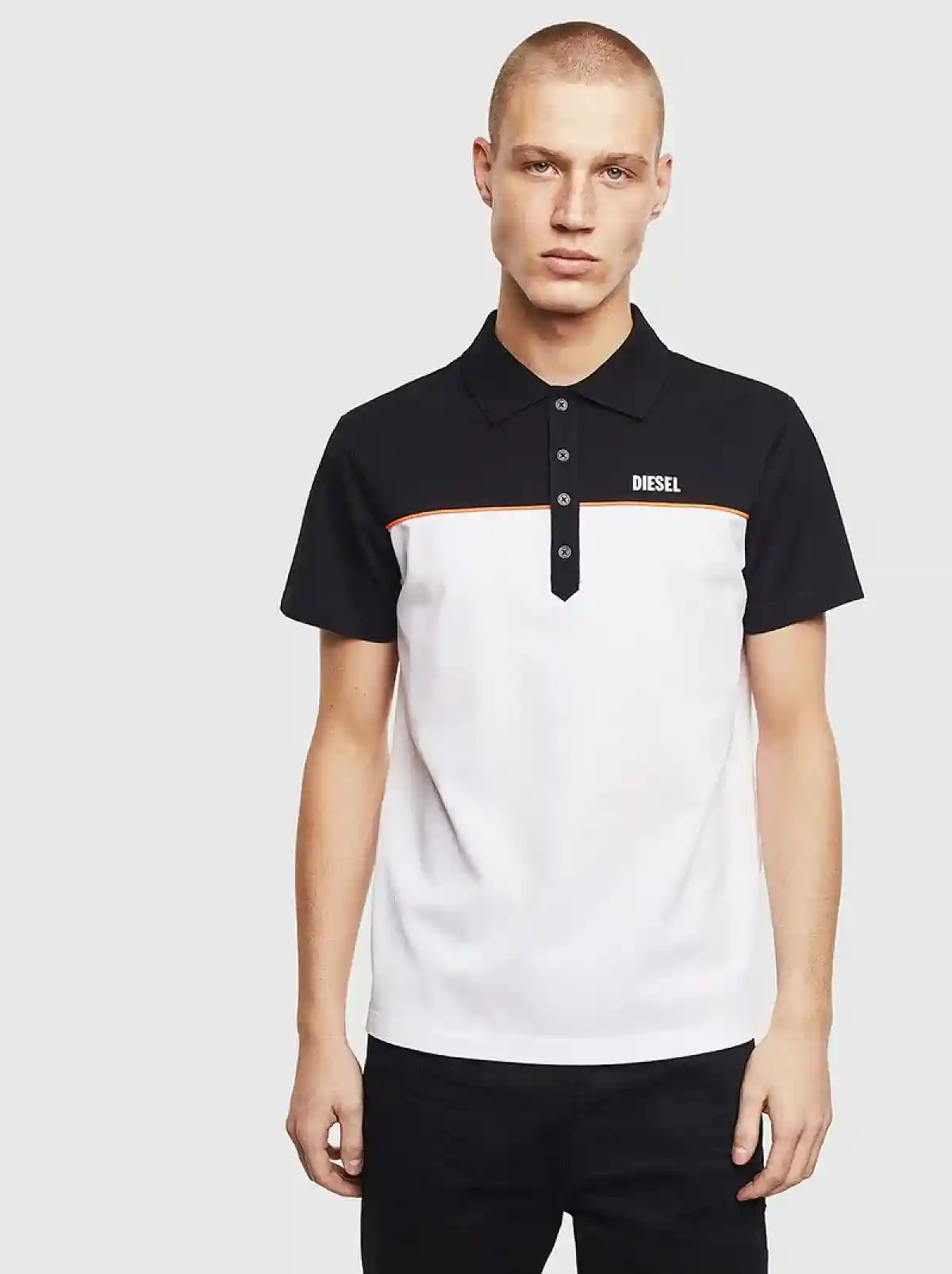 Black Colour-block polo shirt