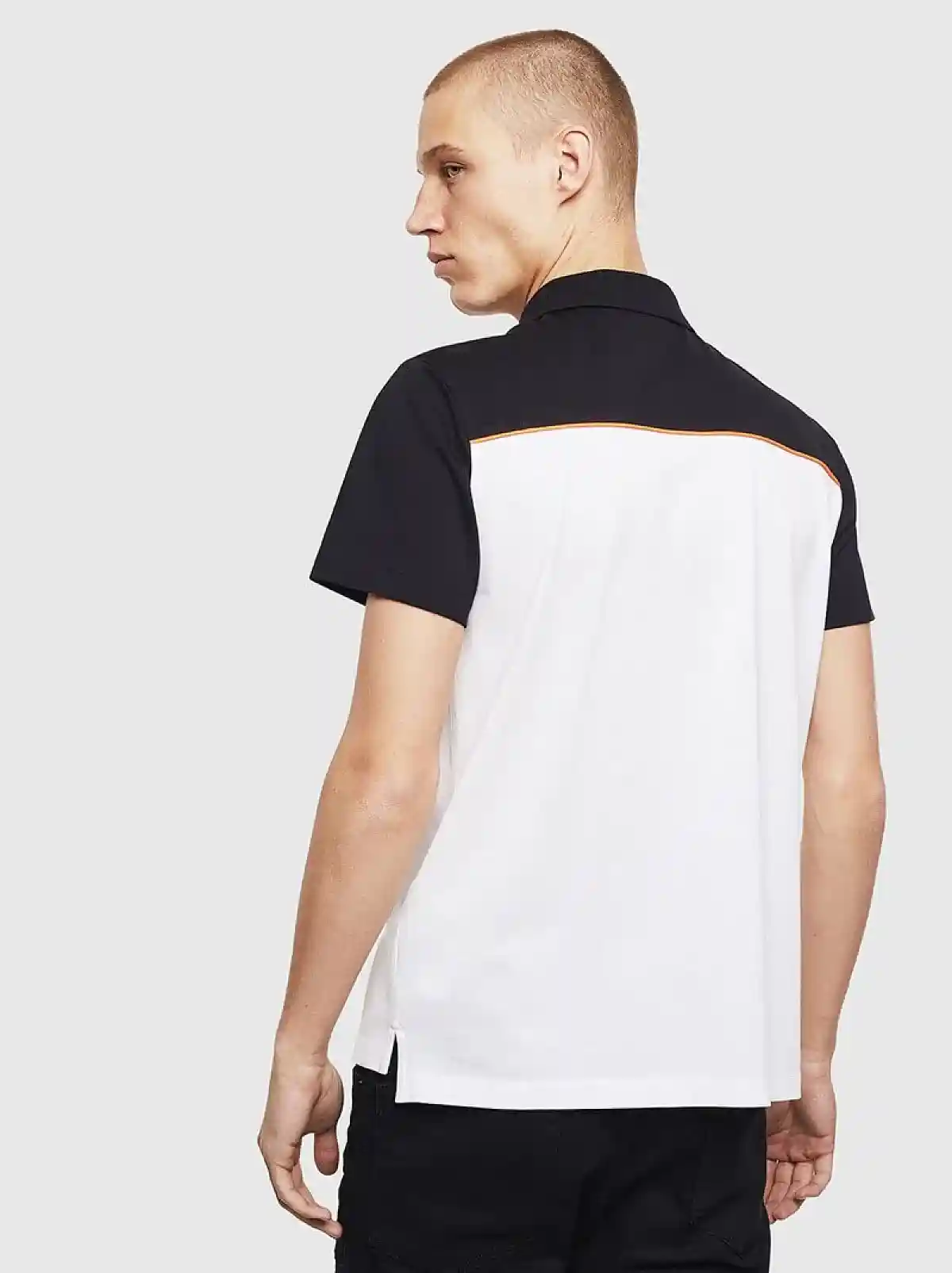 Black Colour-block polo shirt