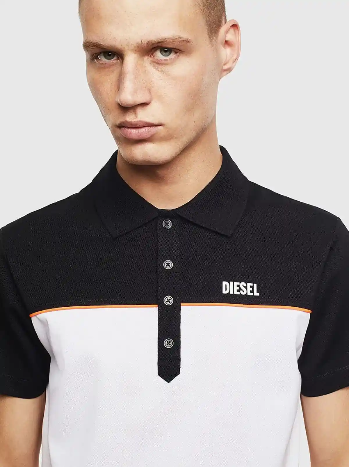 Black Colour-block polo shirt