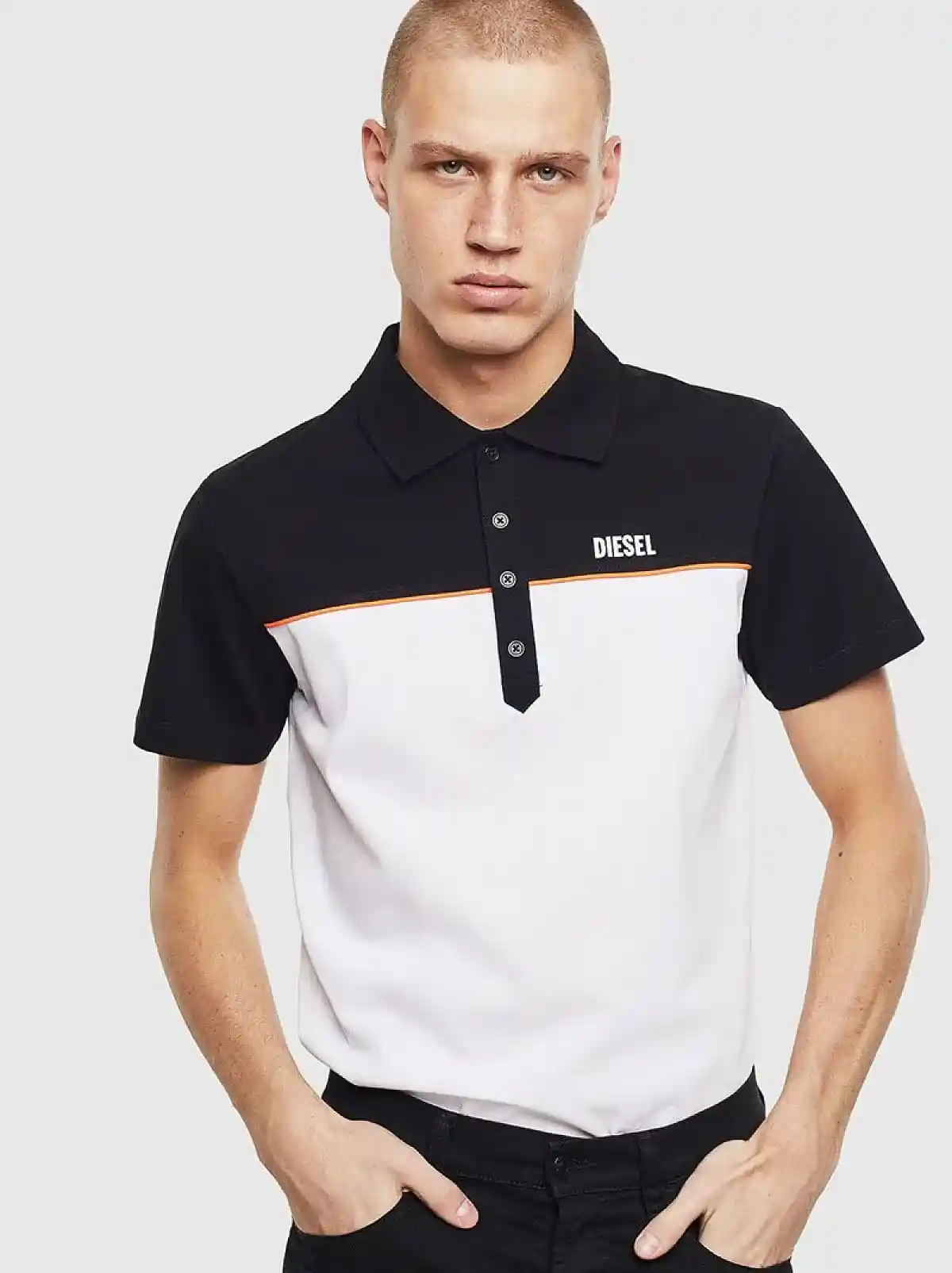 Black Colour-block polo shirt