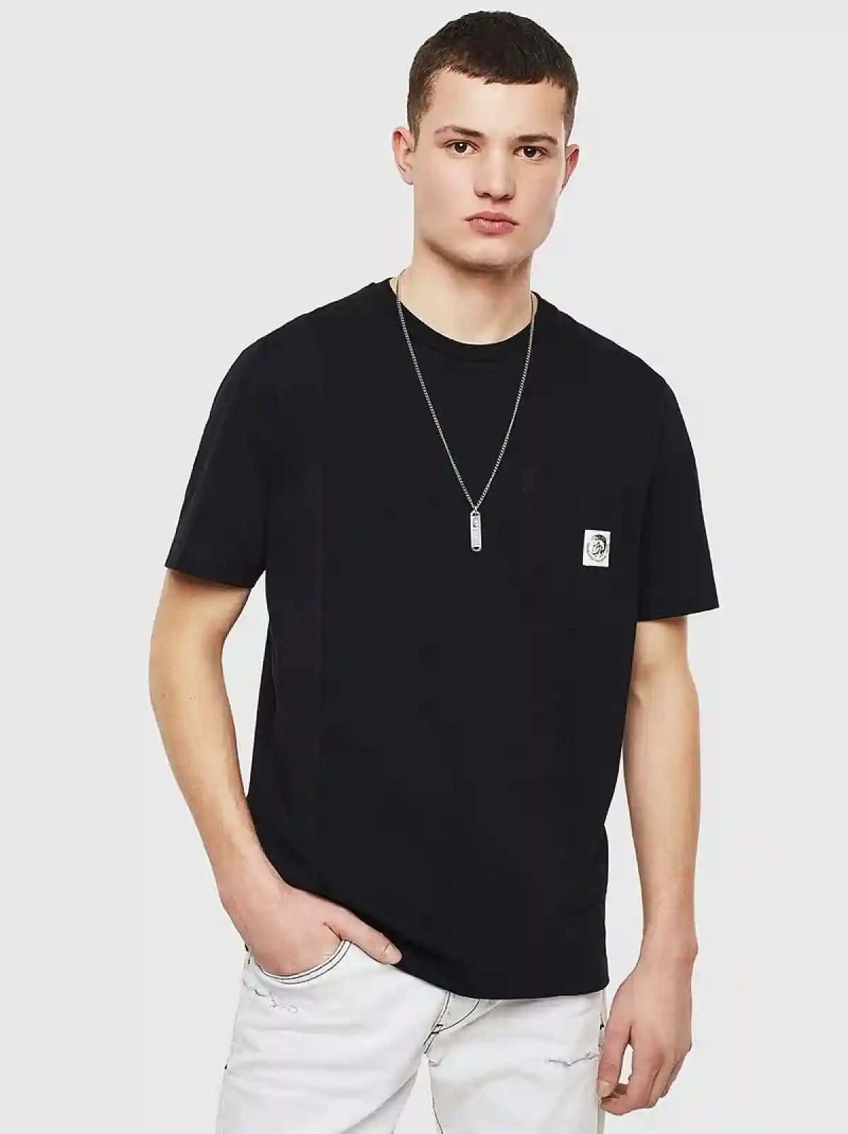 Black Spliced T-shirt with Mohawk logo