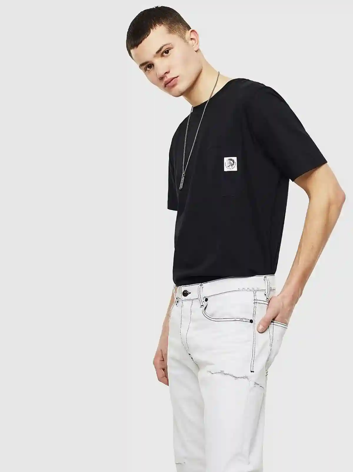 Black Spliced T-shirt with Mohawk logo