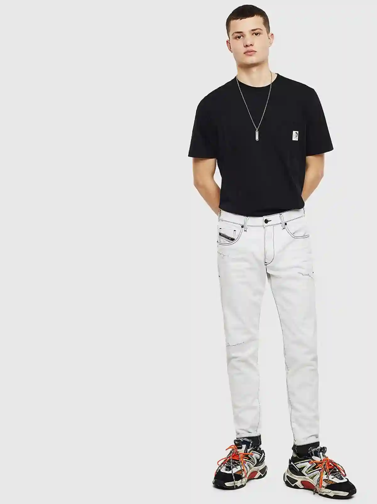 Black Spliced T-shirt with Mohawk logo