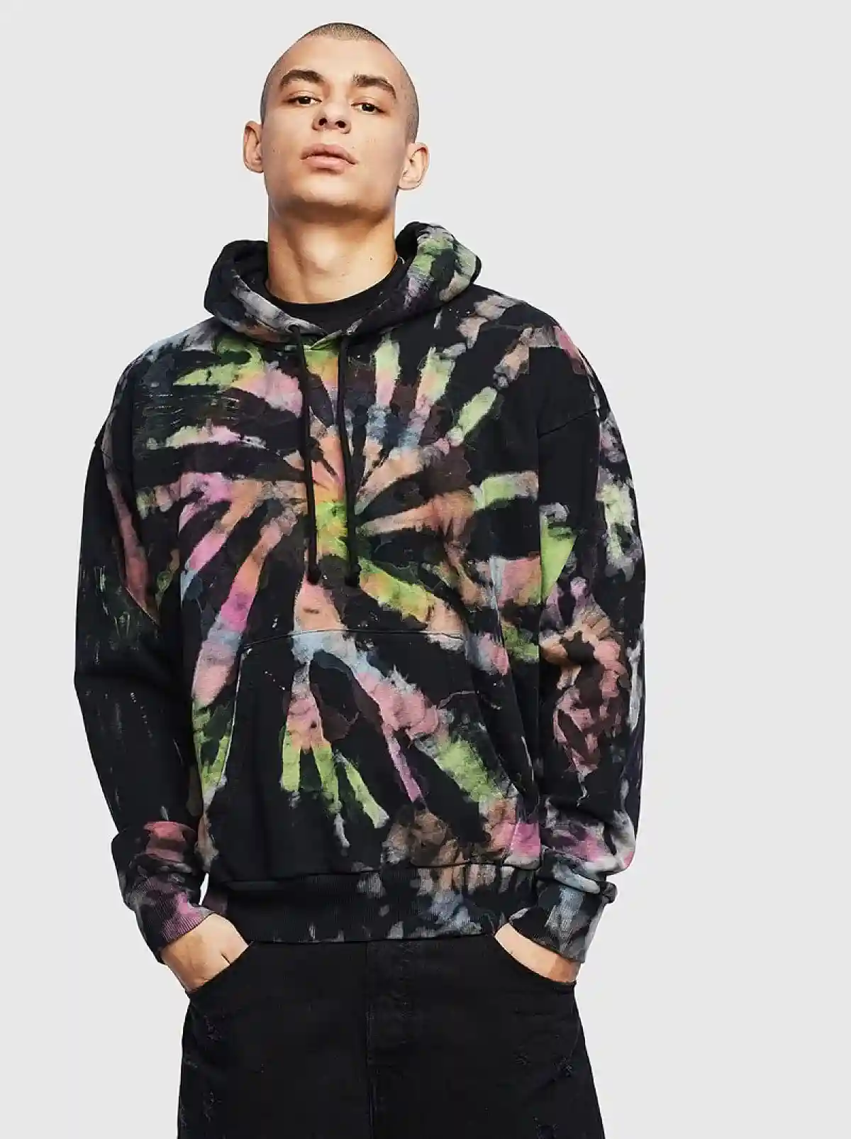 Black Psychedelic tie-dye hoodie