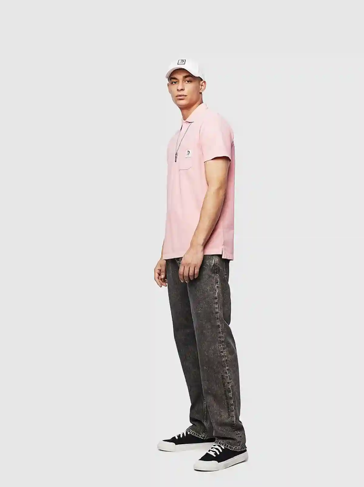 Pink Polo shirt with Mohawk patch