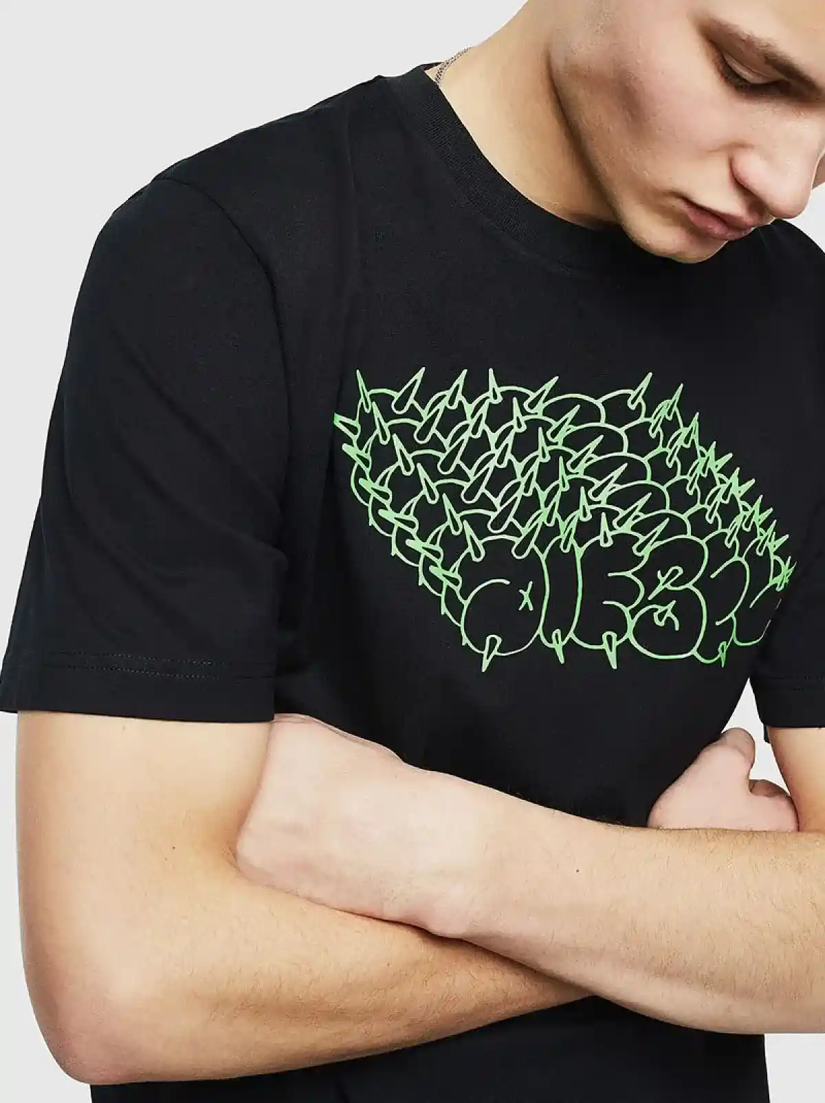 Black T-shirt with spiked logo print