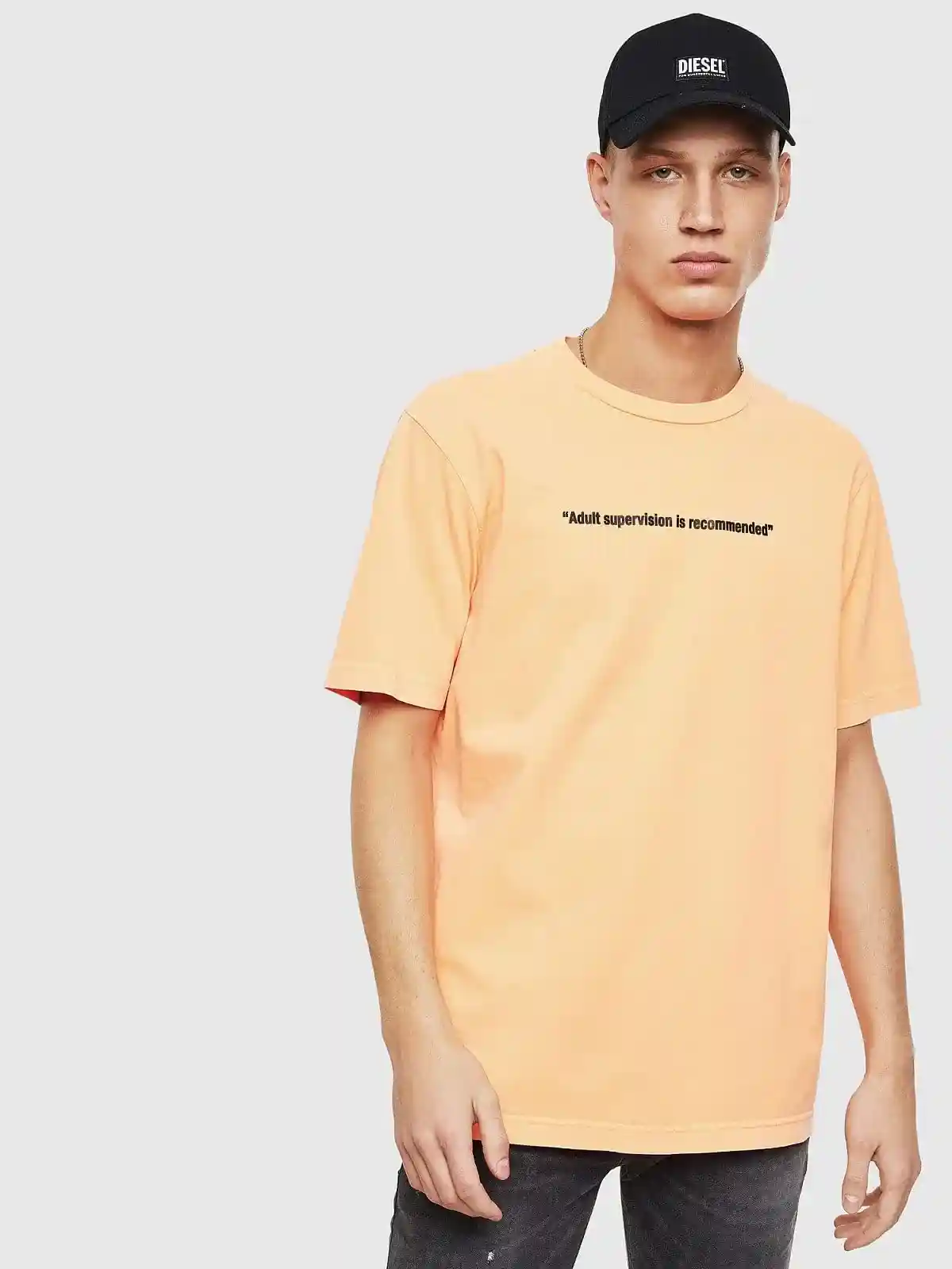 Orange Neon T-shirt with Warning print
