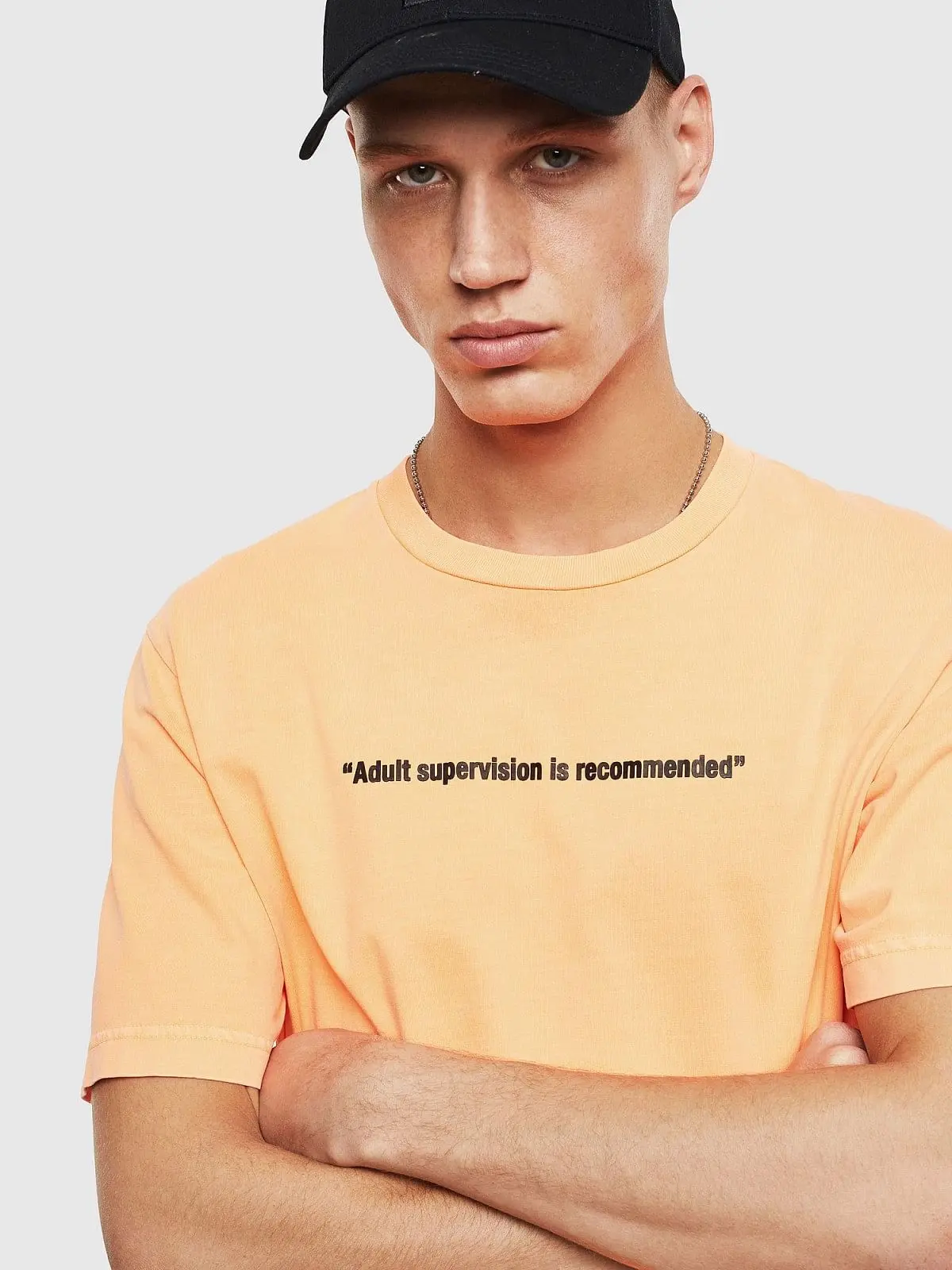 Orange Neon T-shirt with Warning print