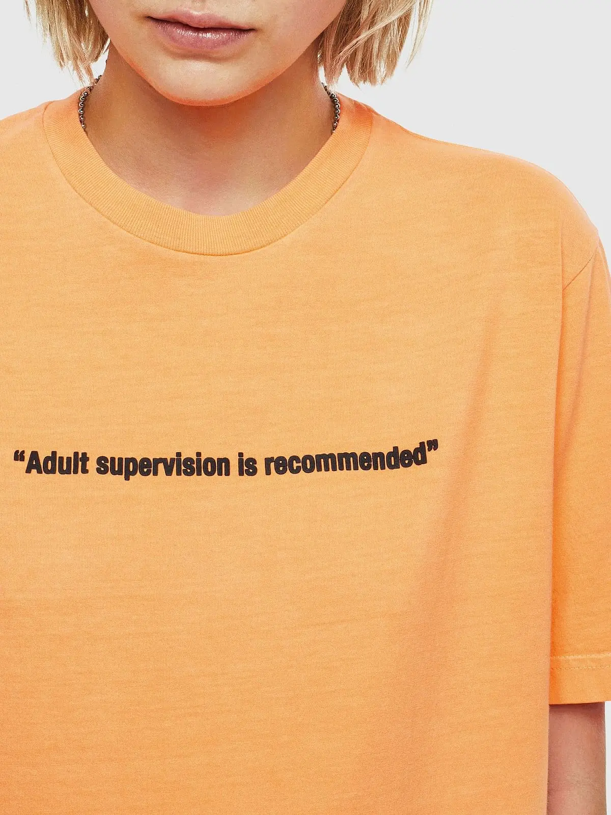 Orange Neon T-shirt with Warning print