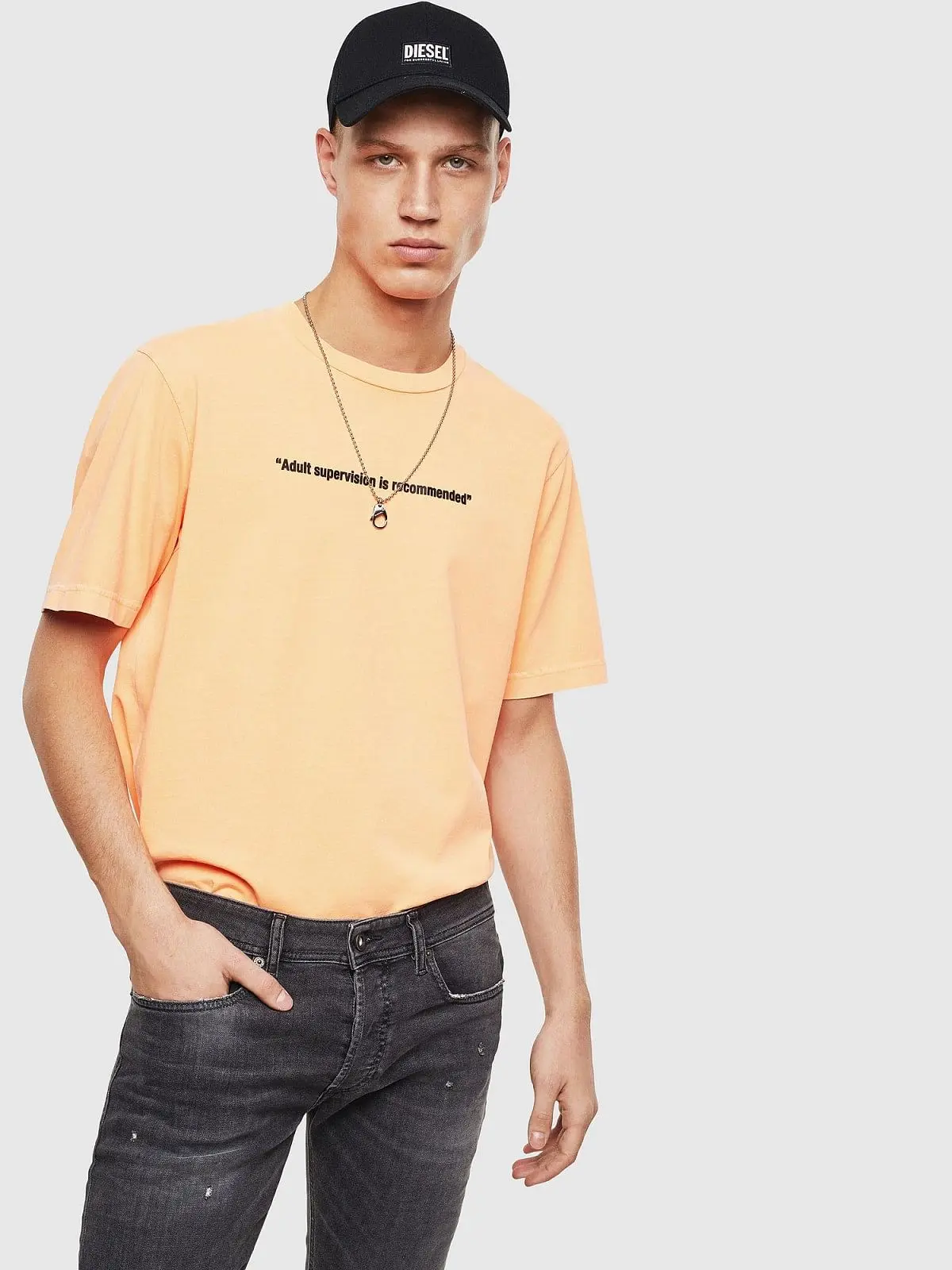 Orange Neon T-shirt with Warning print
