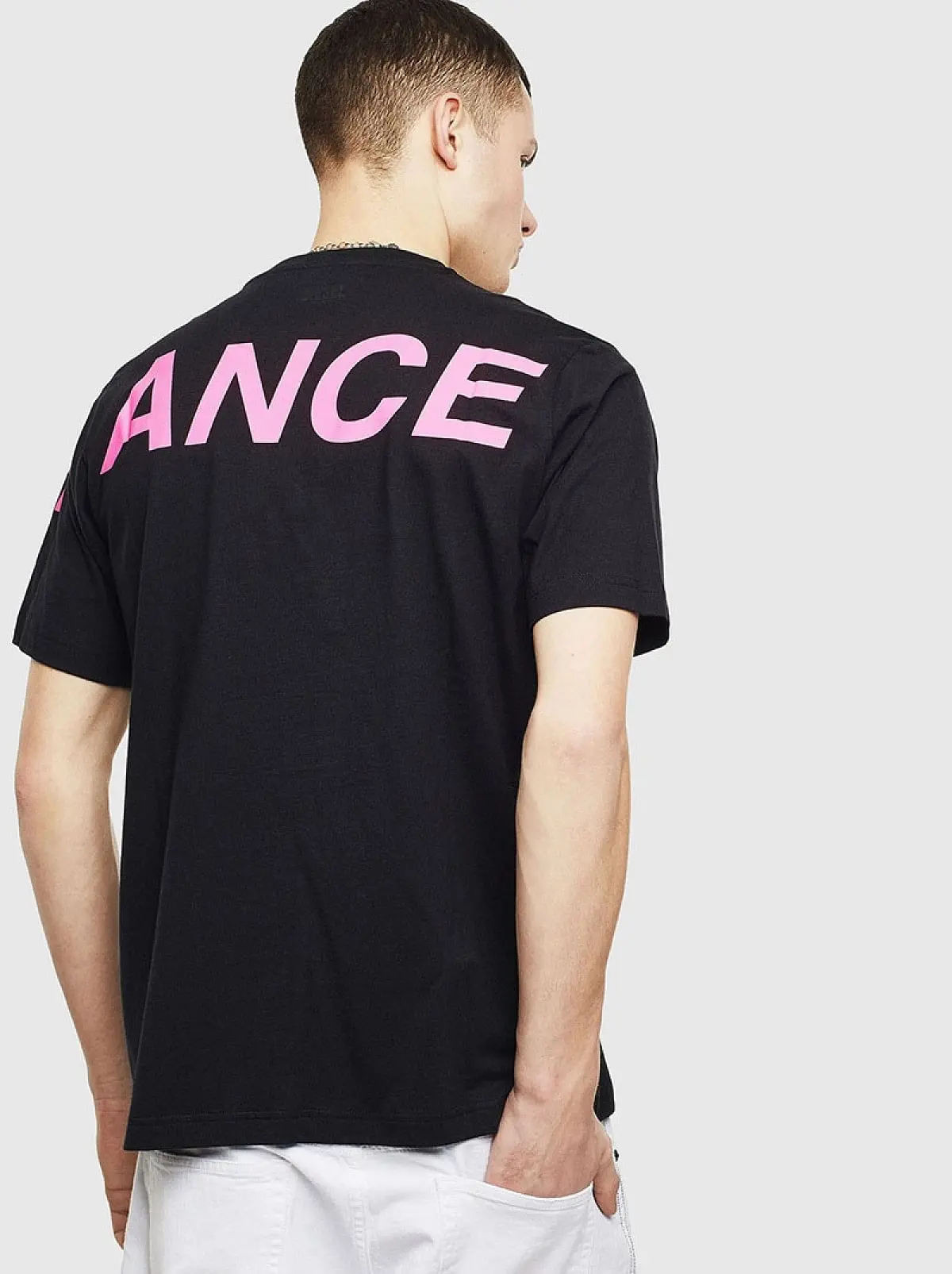 Black T-shirt with print and patch