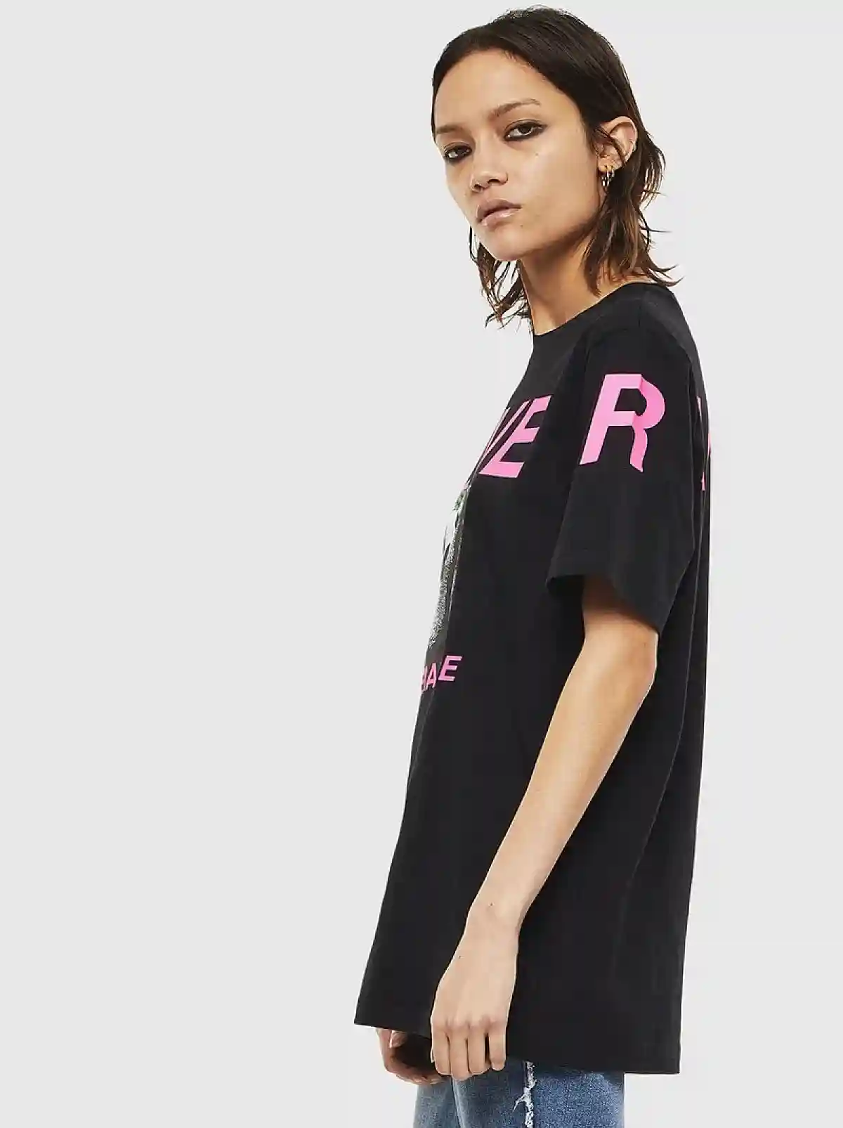 Black T-shirt with print and patch