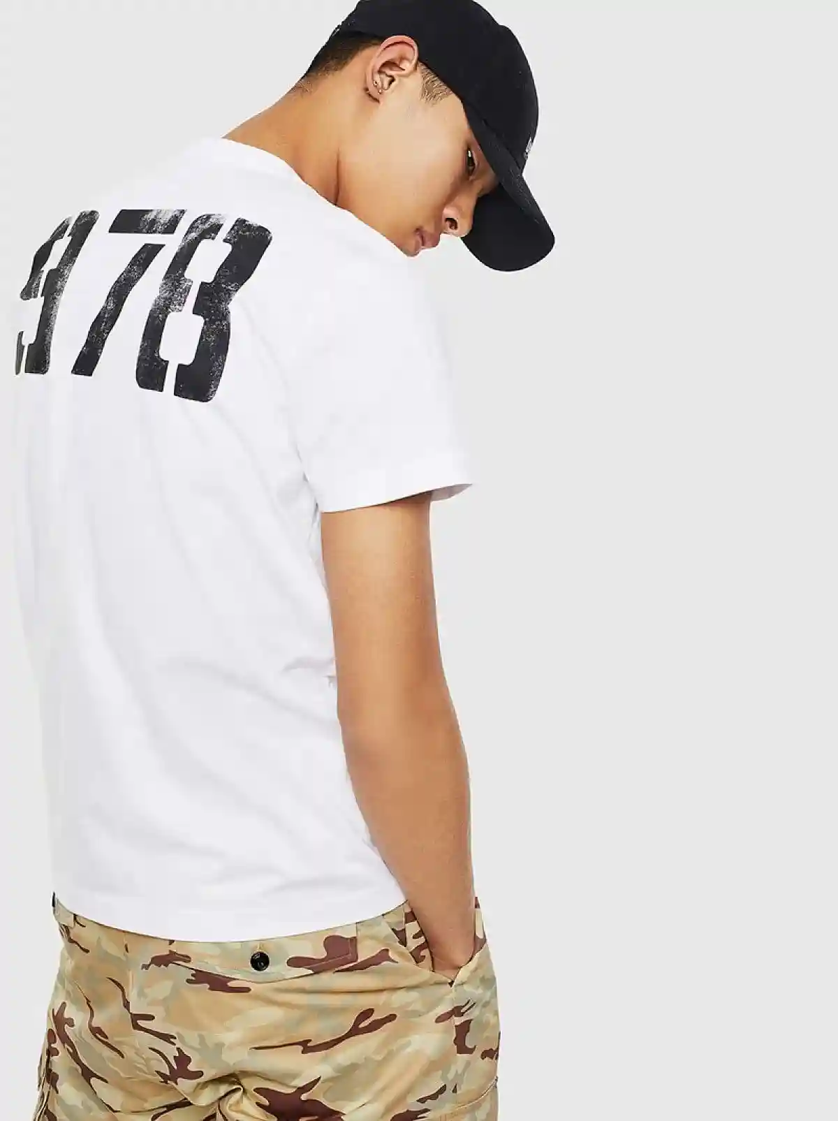 White T-shirt with faded 978 print