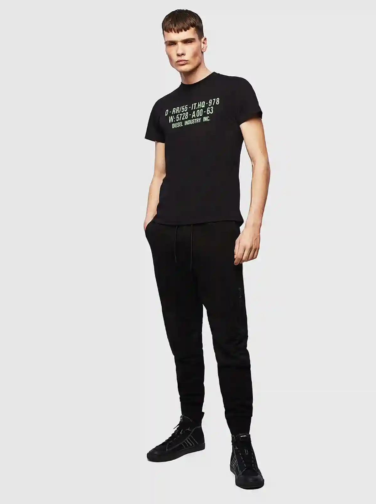 Black T-shirt with faded 978 print