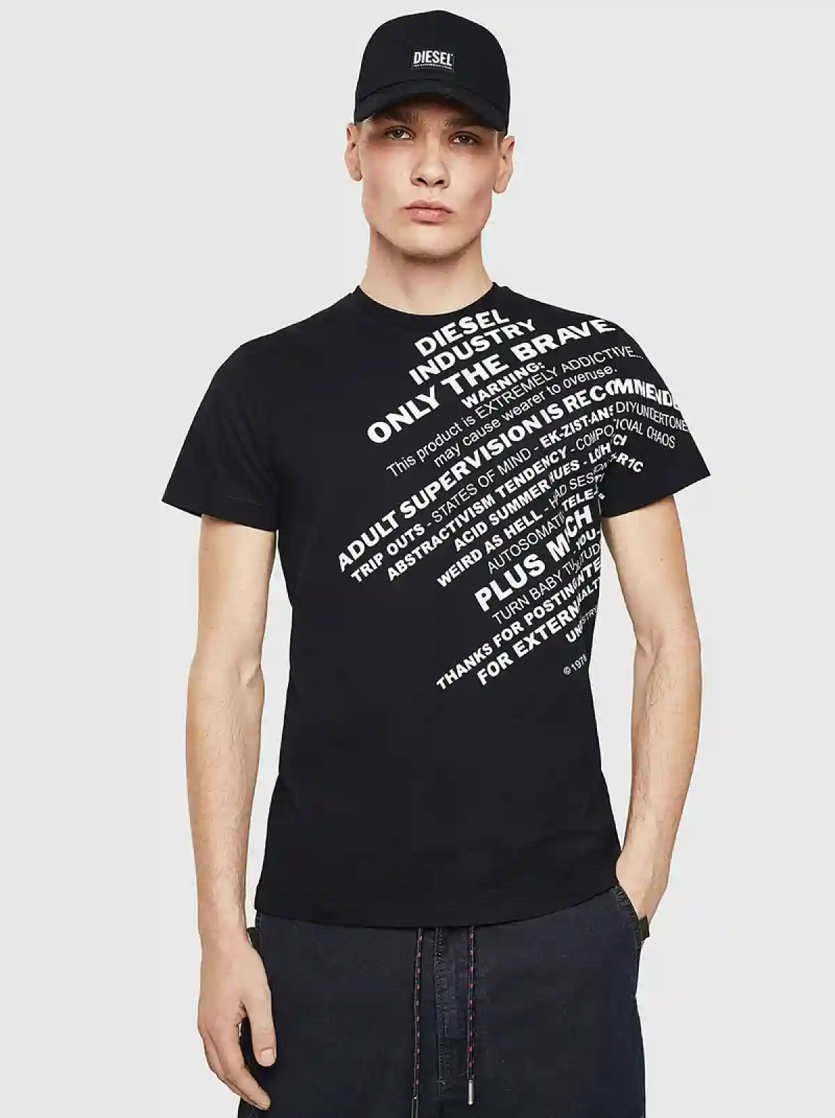 Black T-shirt with slogan print