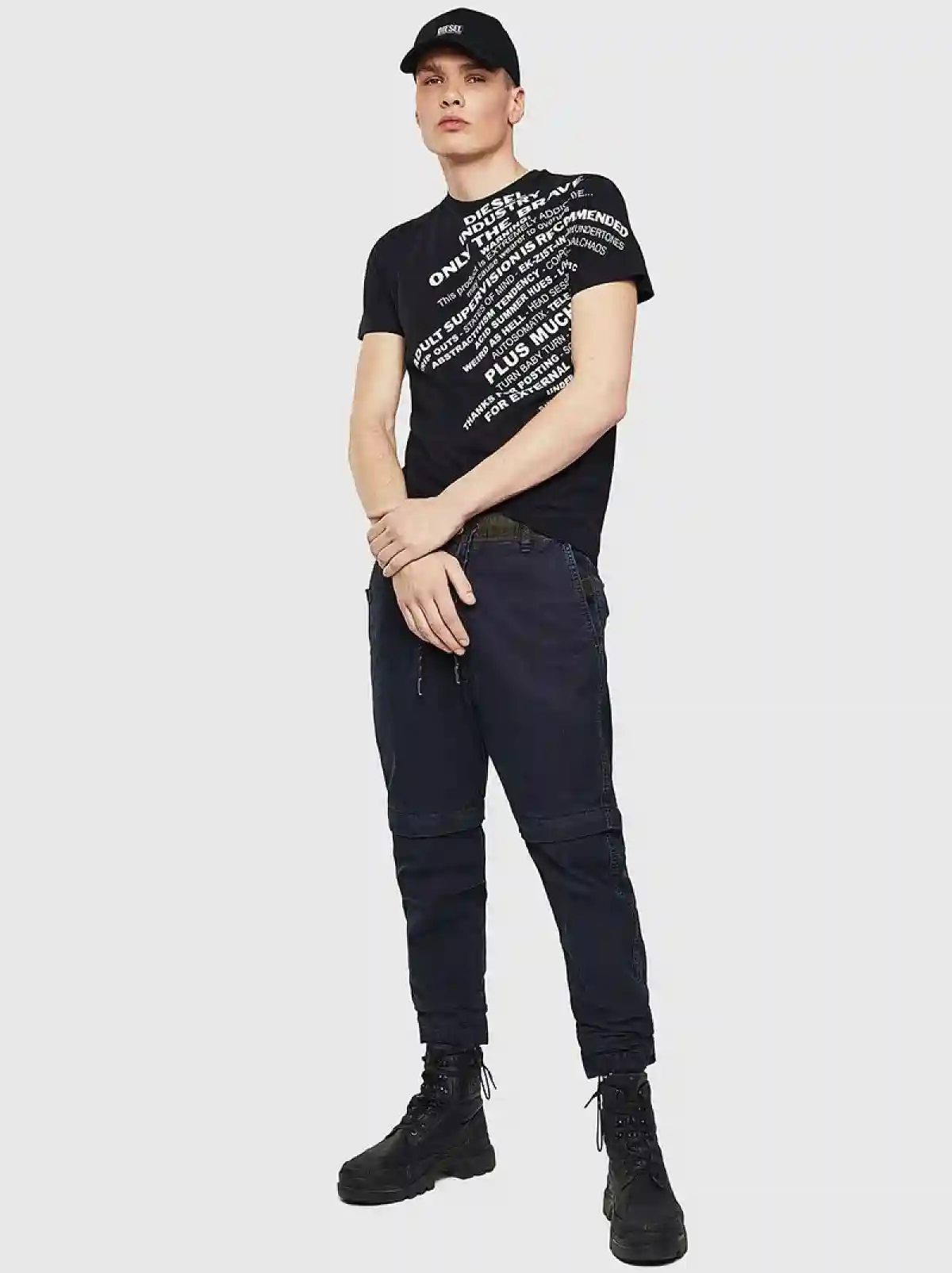 Black T-shirt with slogan print