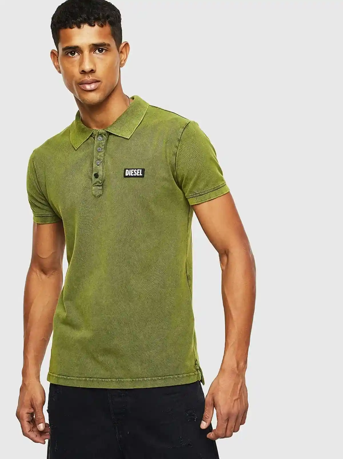 Green Double-dyed polo shirt with patches