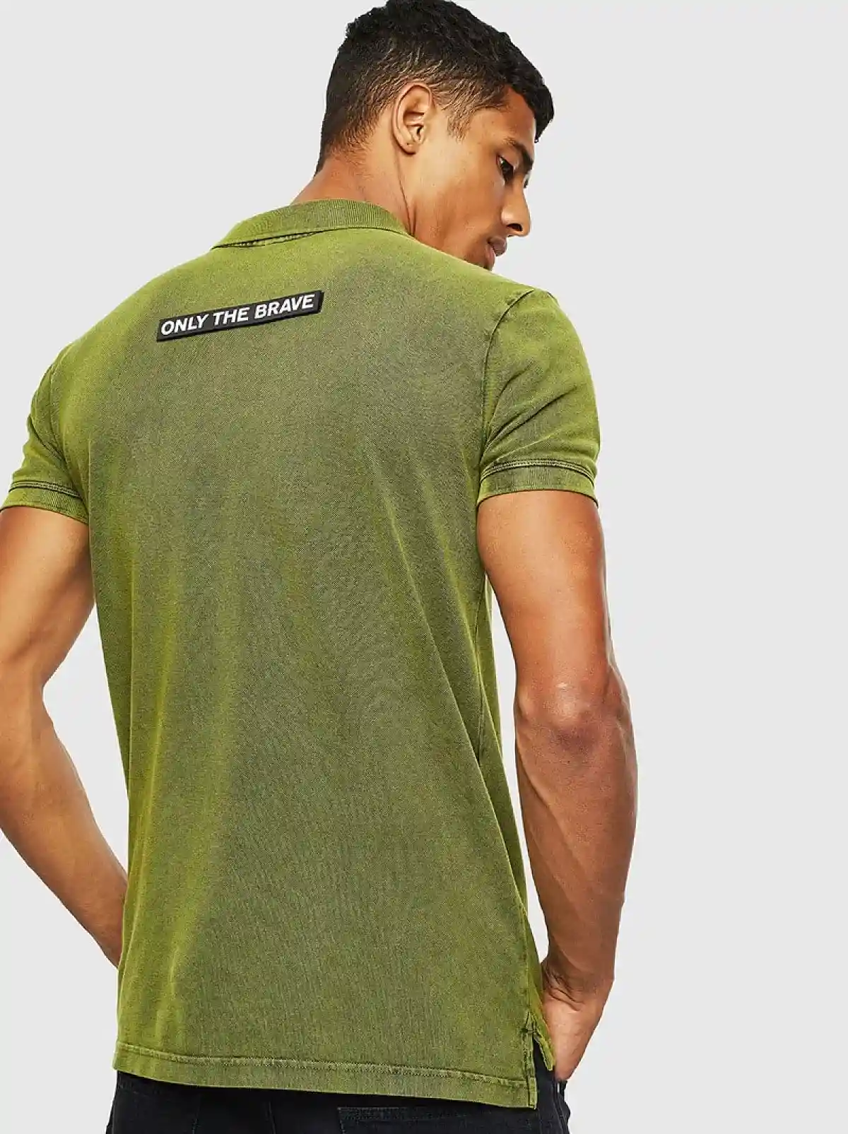 Green Double-dyed polo shirt with patches
