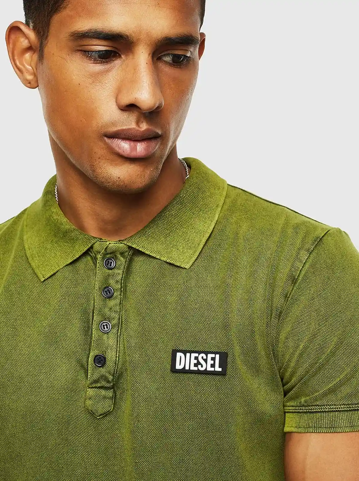 Green Double-dyed polo shirt with patches