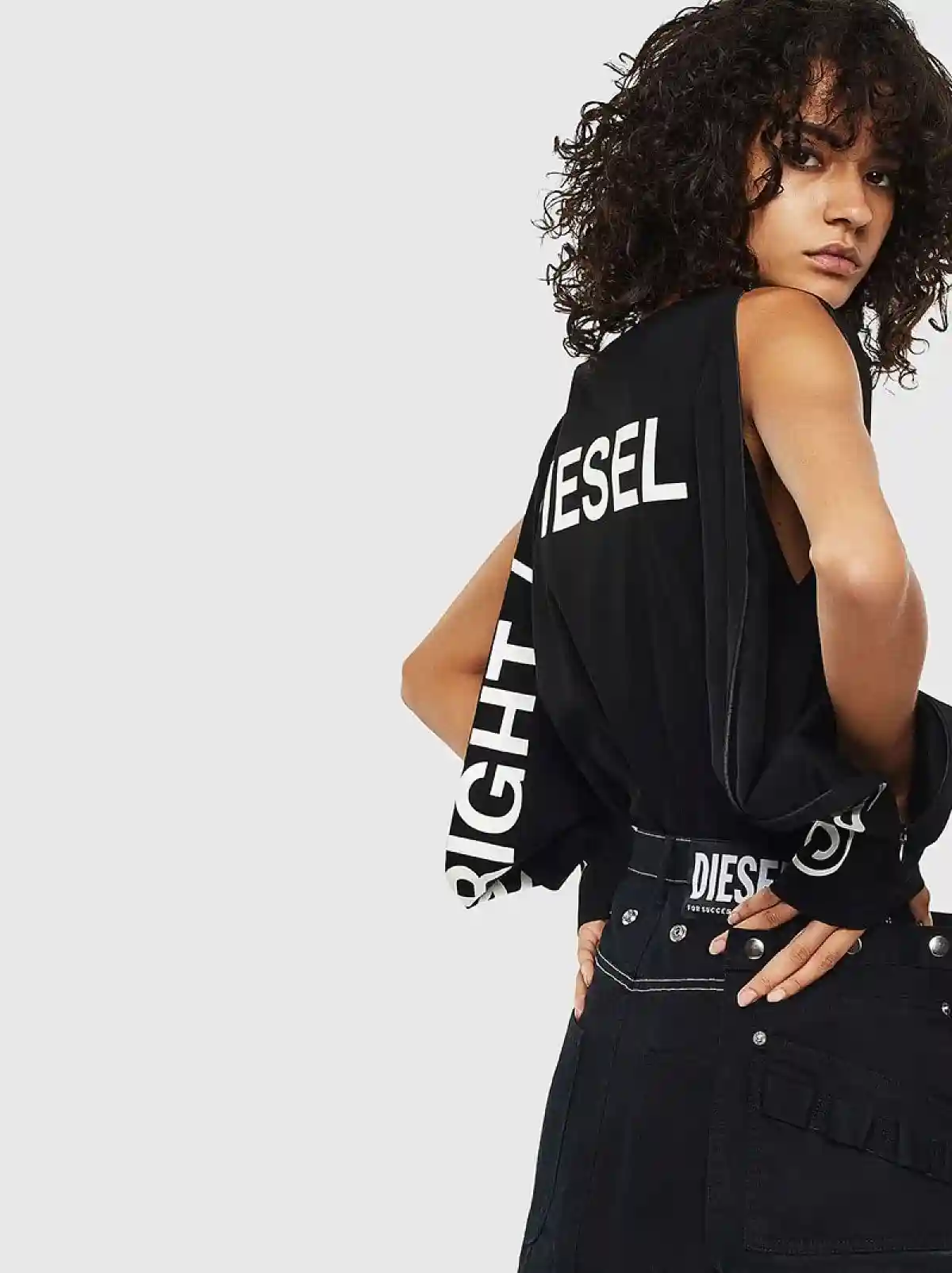 Black Long-sleeved T-shirt with mega logo