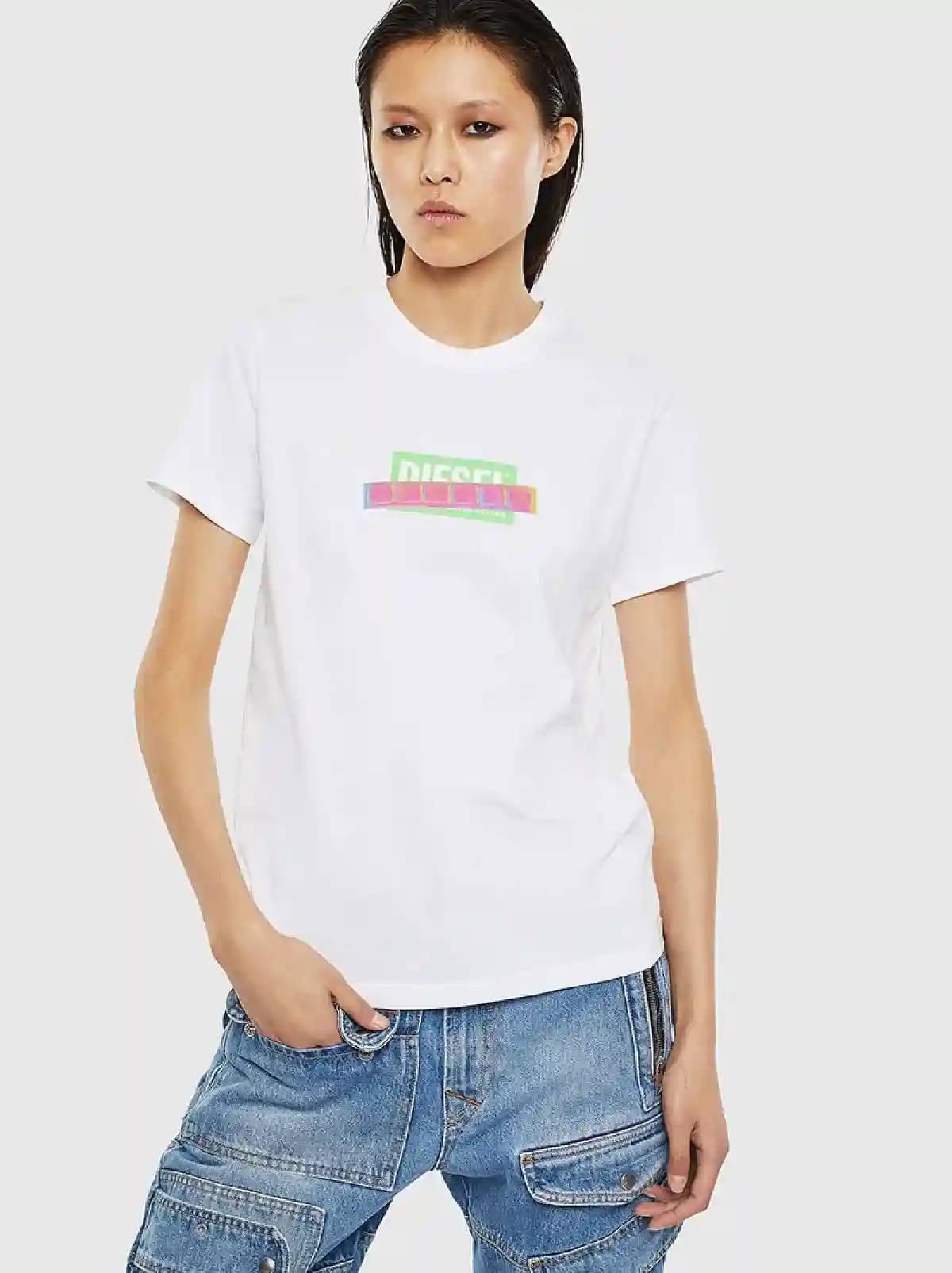 White Logo T-shirt with iridescent tape