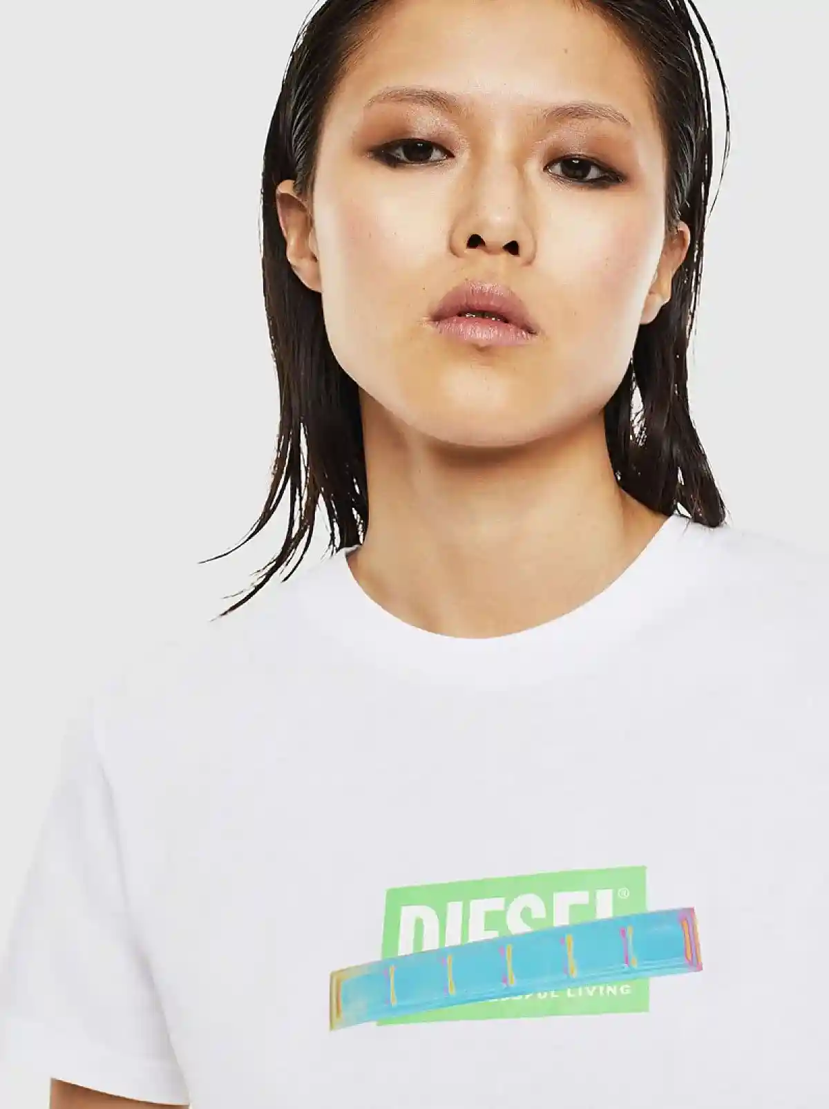 White Logo T-shirt with iridescent tape