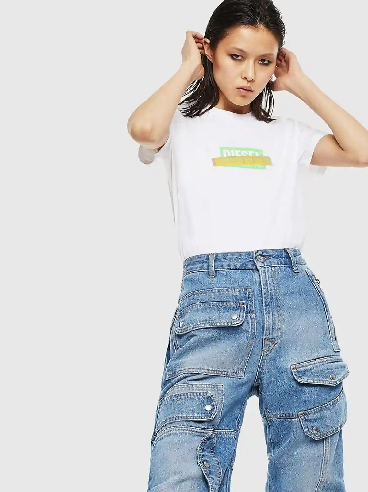 White Logo T-shirt with iridescent tape
