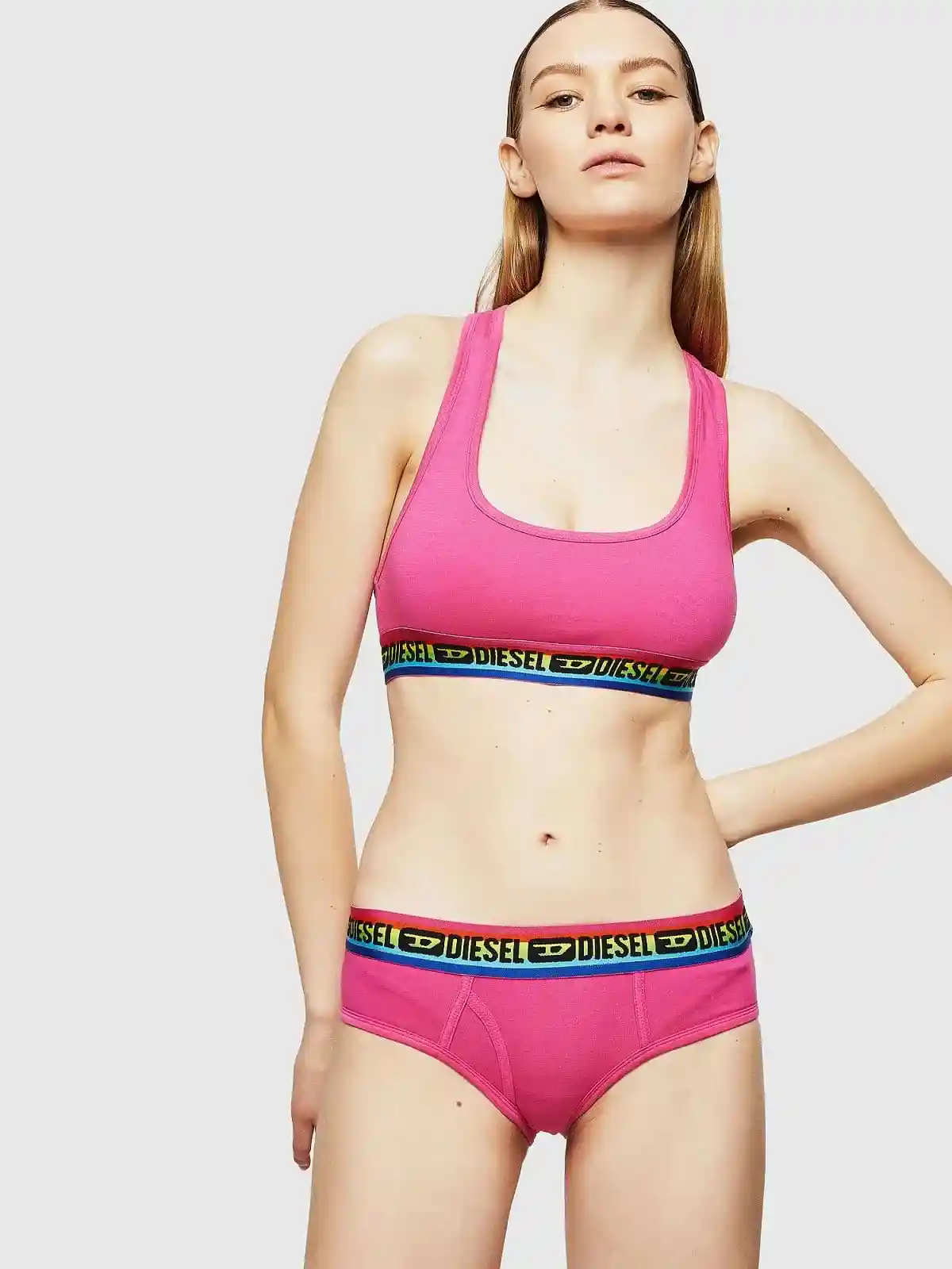 Pink Brazilian briefs with Diesel logo