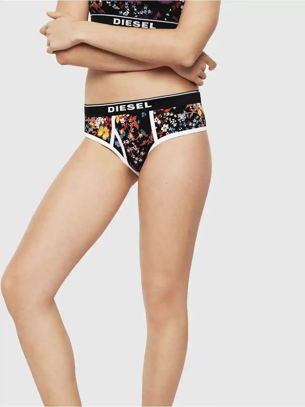 Multicolor and Black Brazilian briefs with floral print