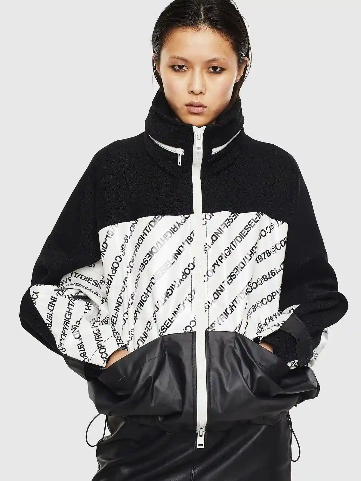 Black Panelled jacket with Copyright inserts