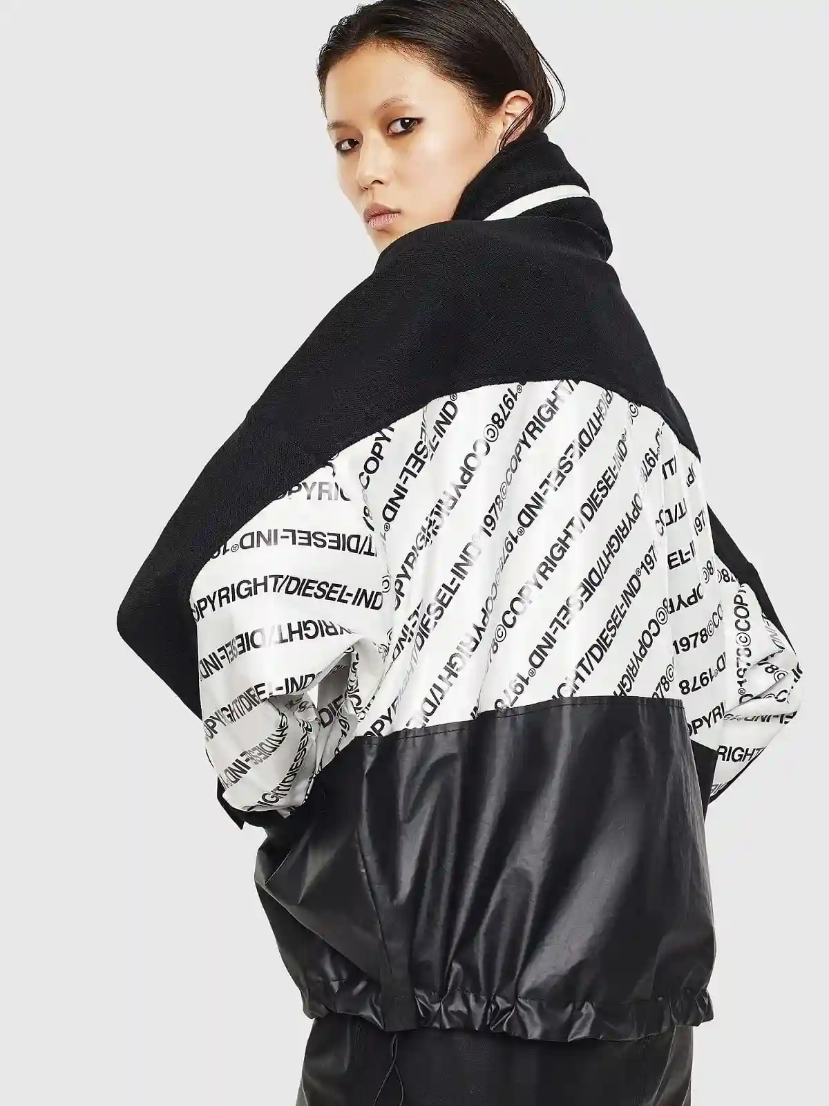 Black Panelled jacket with Copyright inserts
