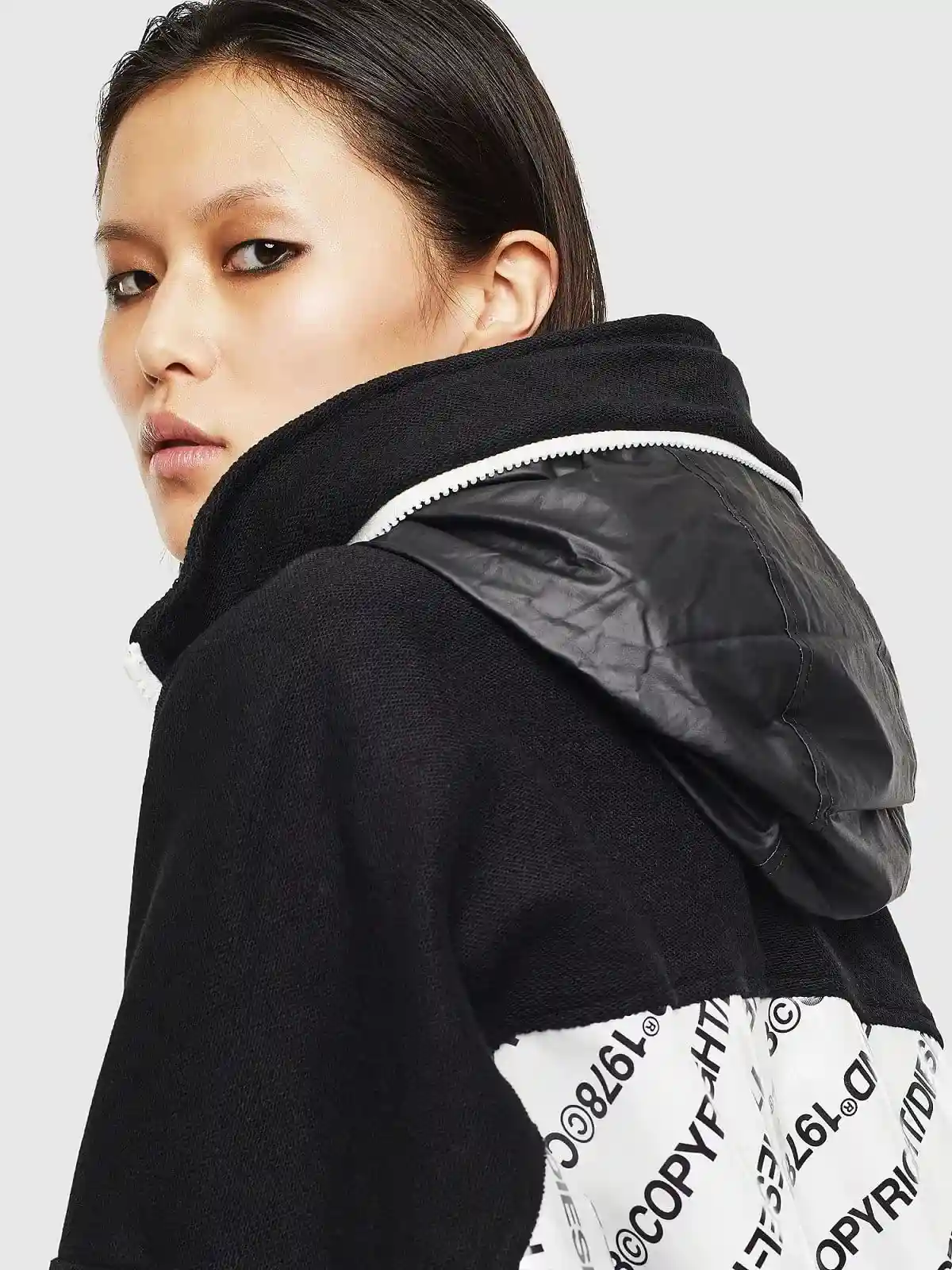 Black Panelled jacket with Copyright inserts