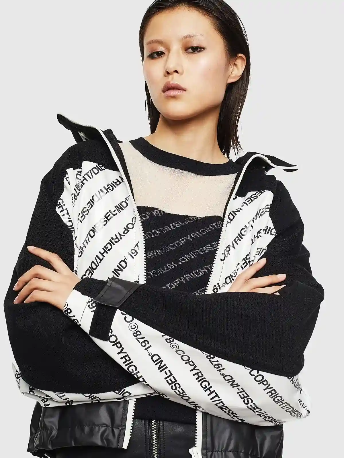 Black Panelled jacket with Copyright inserts
