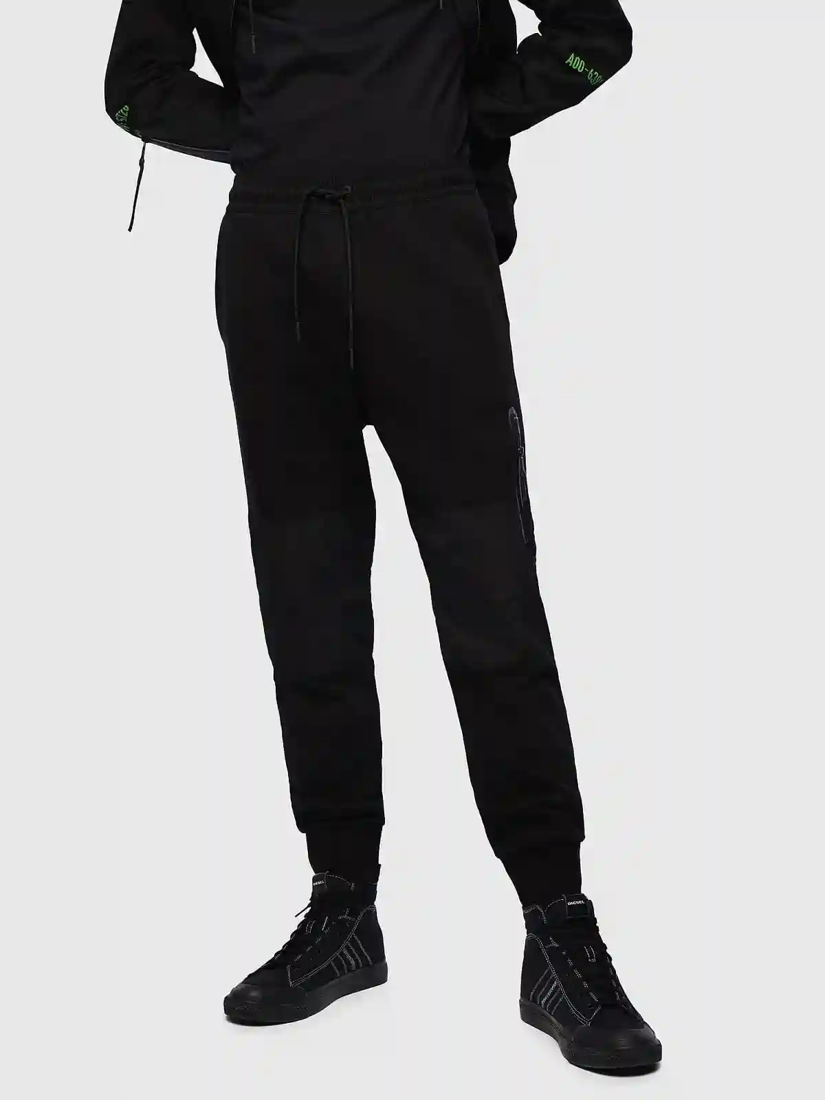 Black Panelled Sweatpants with fluo print