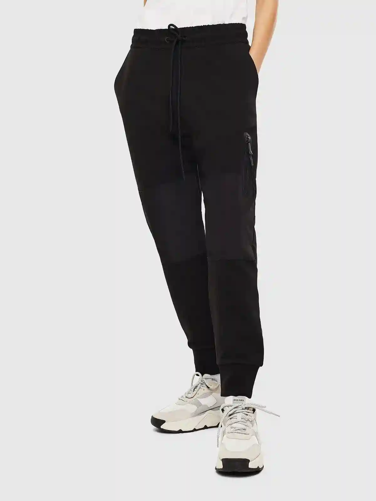 Black Panelled Sweatpants with fluo print