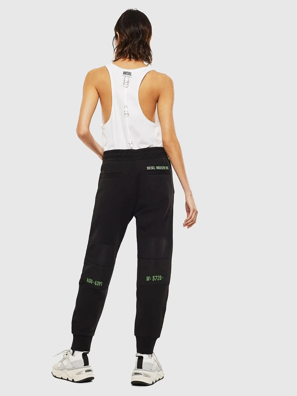 Black Panelled Sweatpants with fluo print