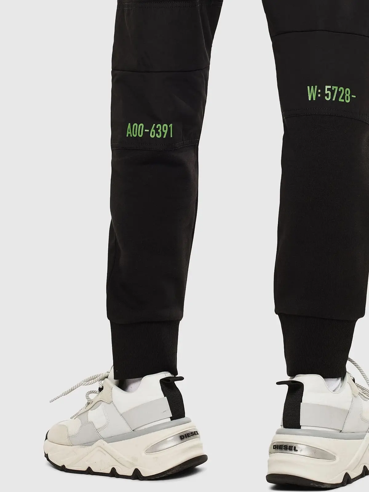 Black Panelled Sweatpants with fluo print