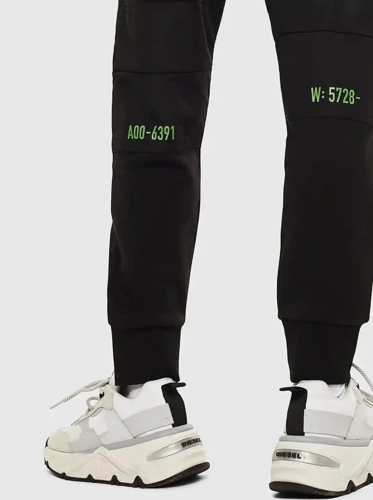 Black Panelled Sweatpants with fluo print