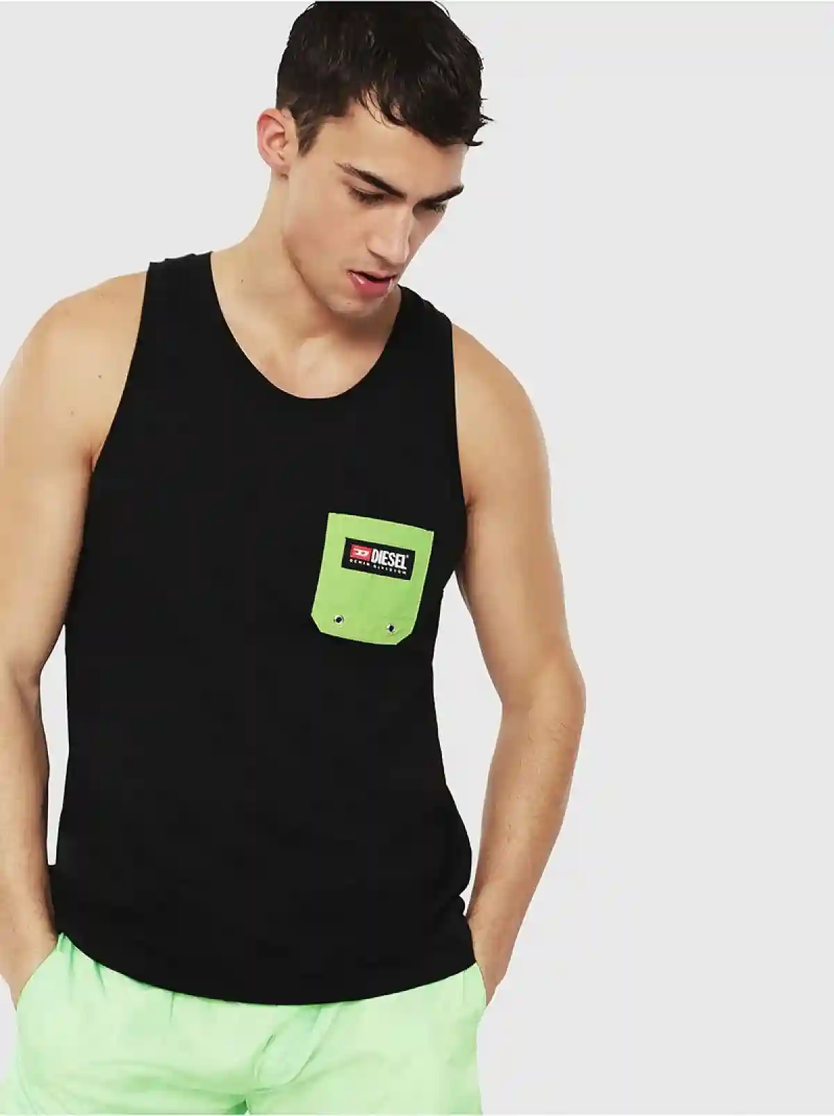 Black Tank top with contrast pocket