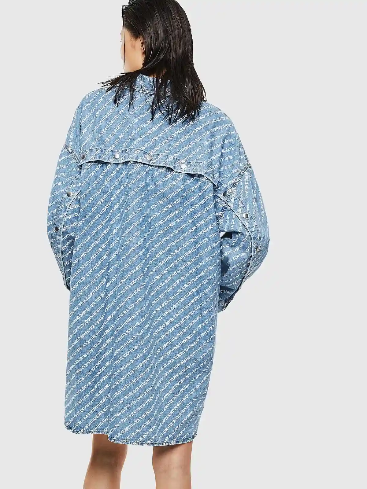 Blue Denim shirt dress with Copyright logo