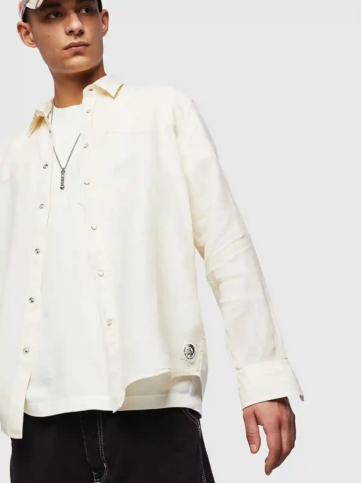 White Western shirt in washed linen