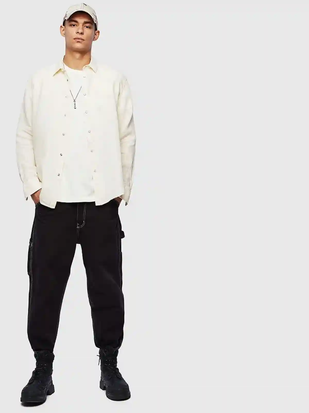 White Western shirt in washed linen