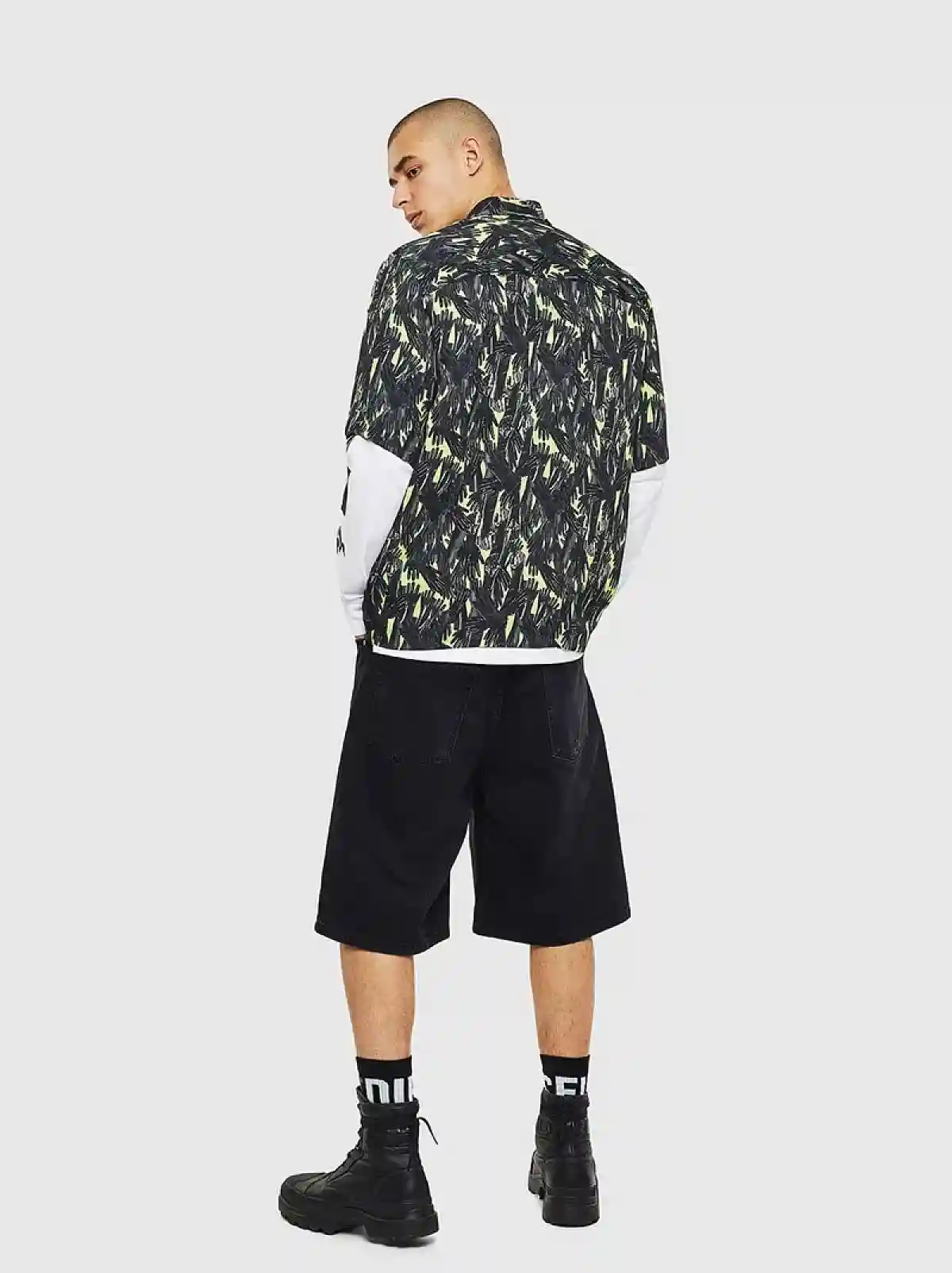 Green Viscose shirt with all-over glove print