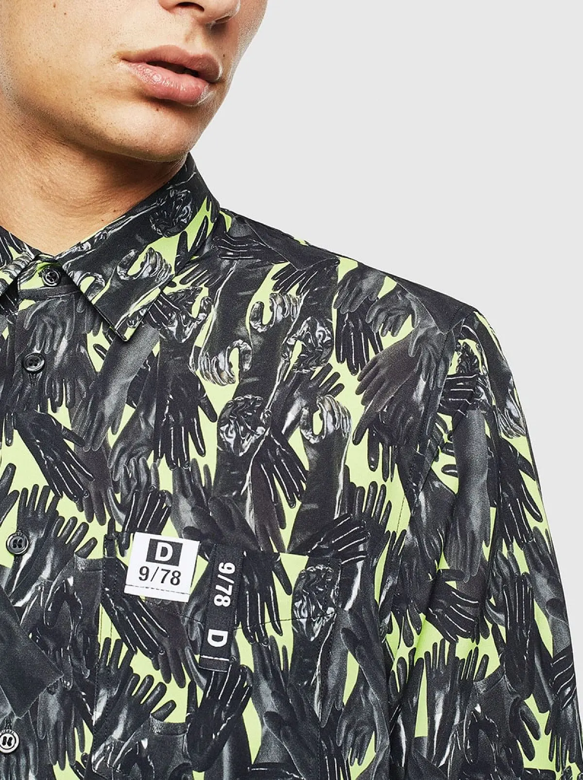 Green Viscose shirt with all-over glove print